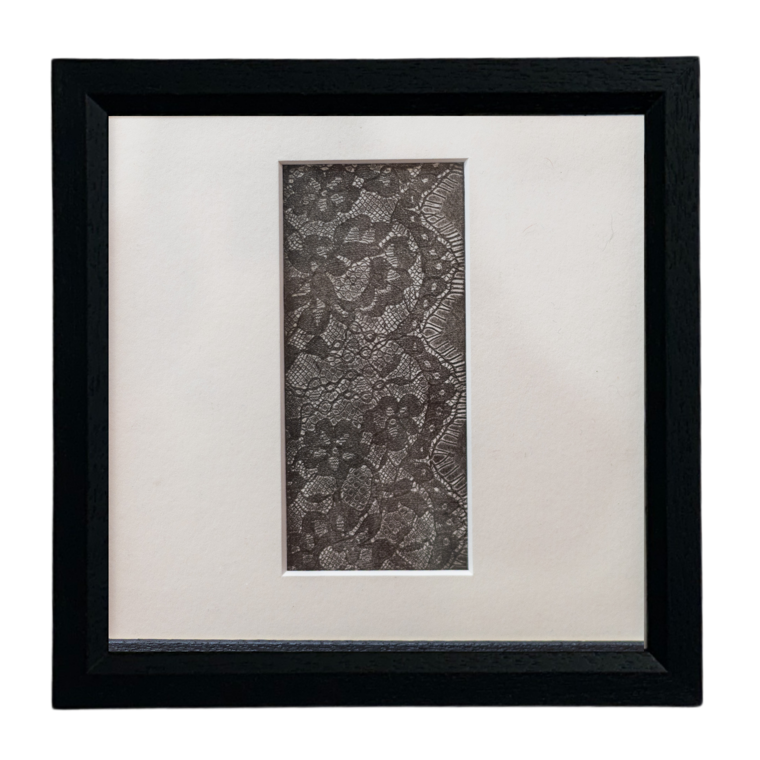 Lace Etching VI (Black Ink) 20 x 20cm Mounted