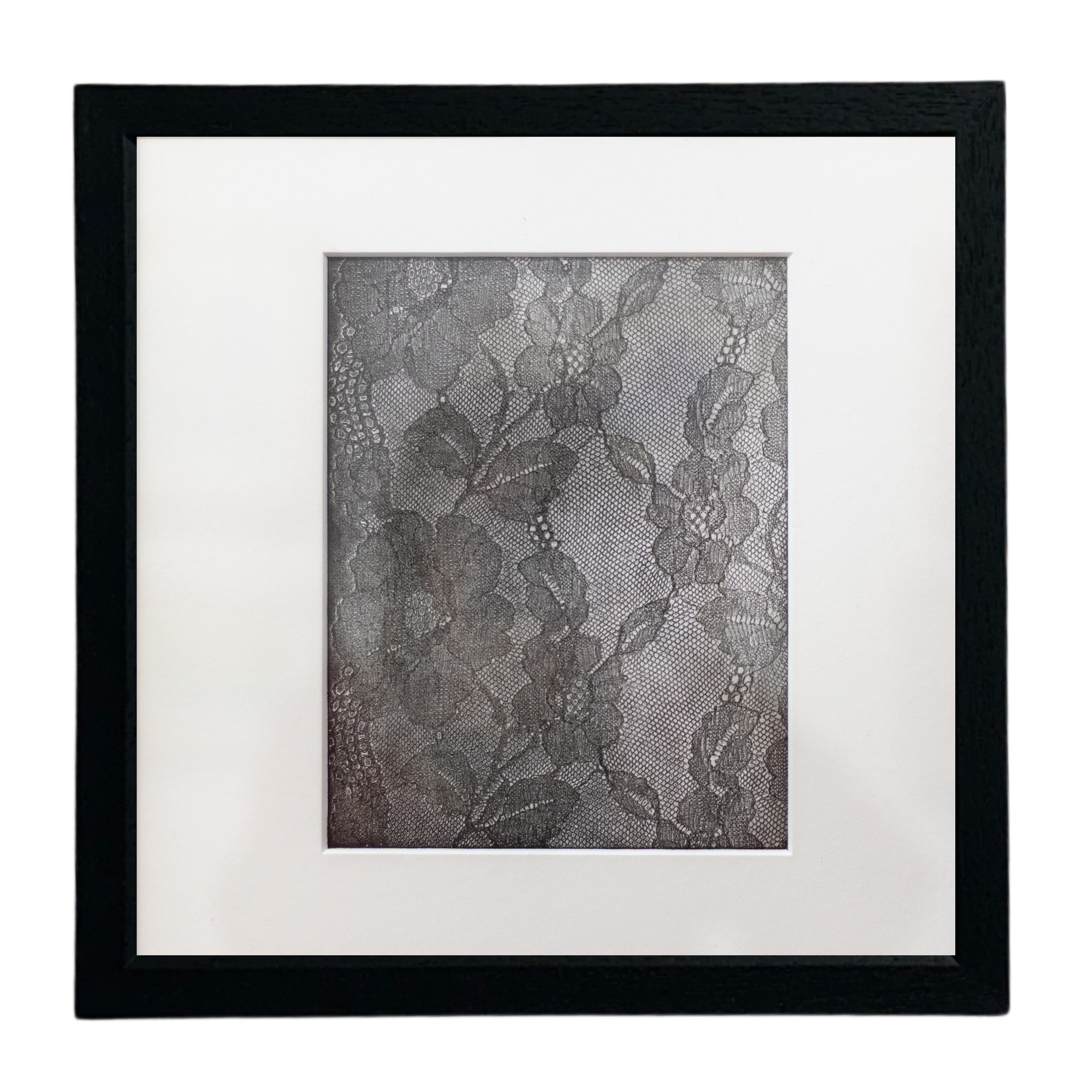 Lace Etching VIII (Black Ink) 30 x 30cm Mounted