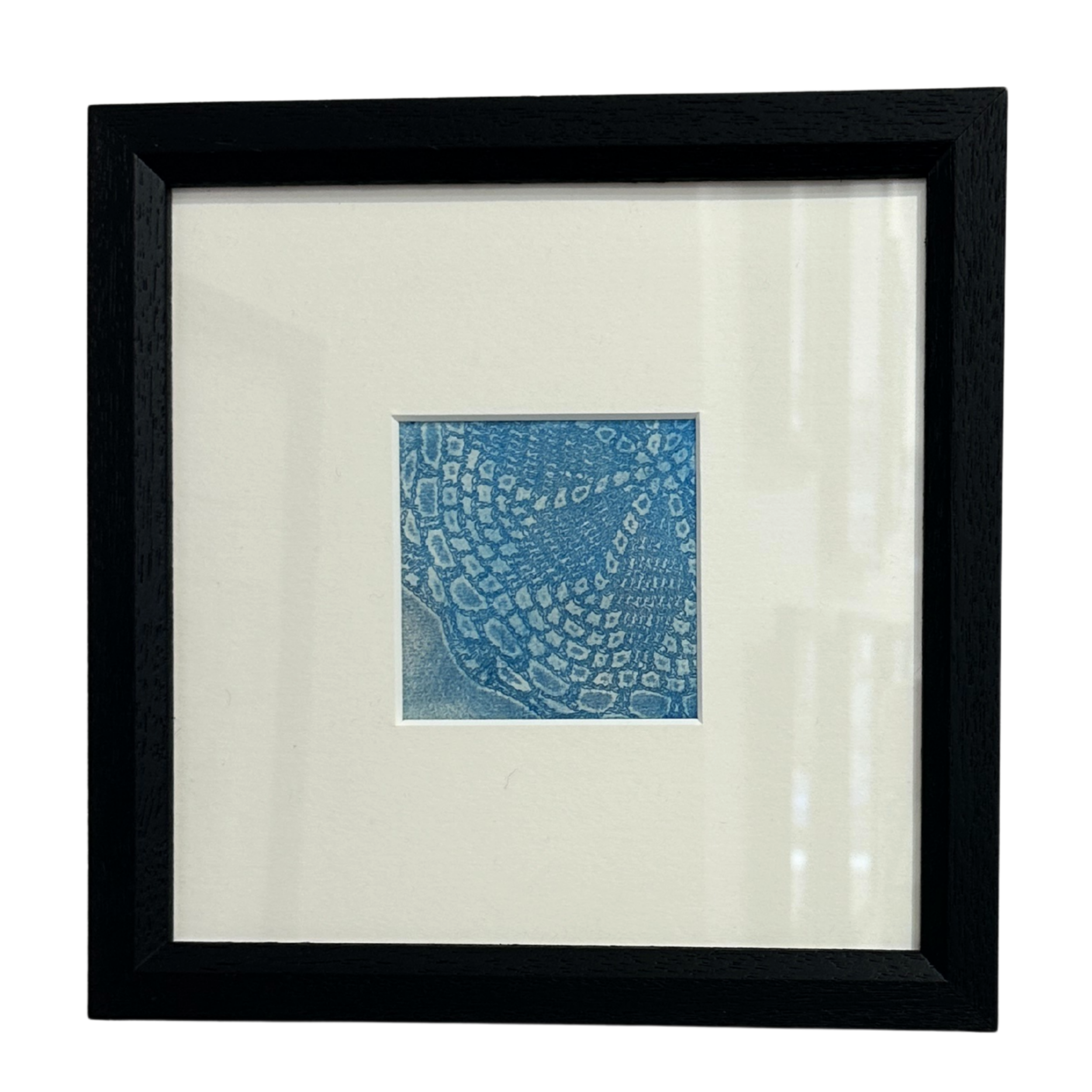 Doily Etching I (Aqua Blue Ink) 20 x 20cm Mounted