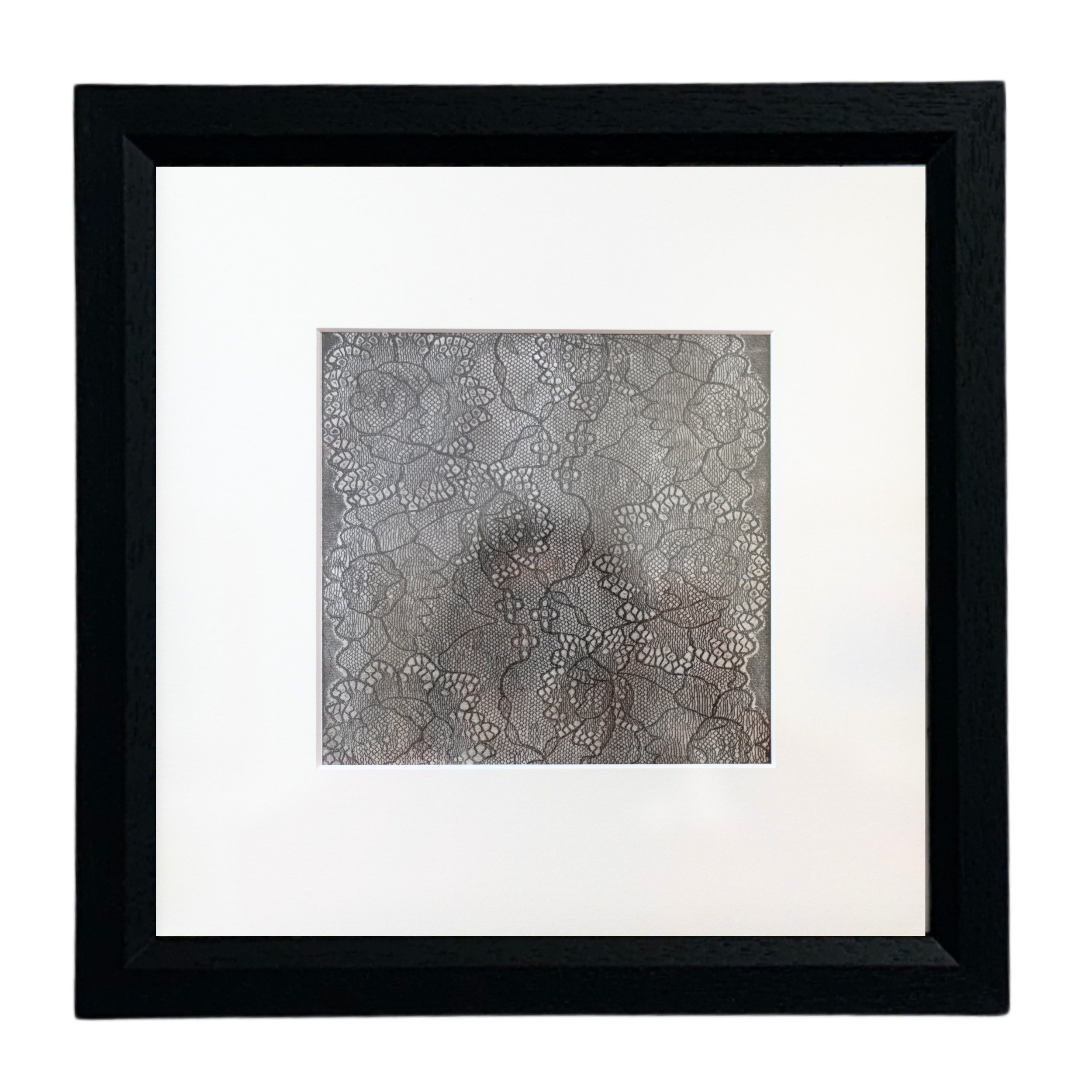 Lace Etching XII (Black Ink) 30 x 30cm Mounted