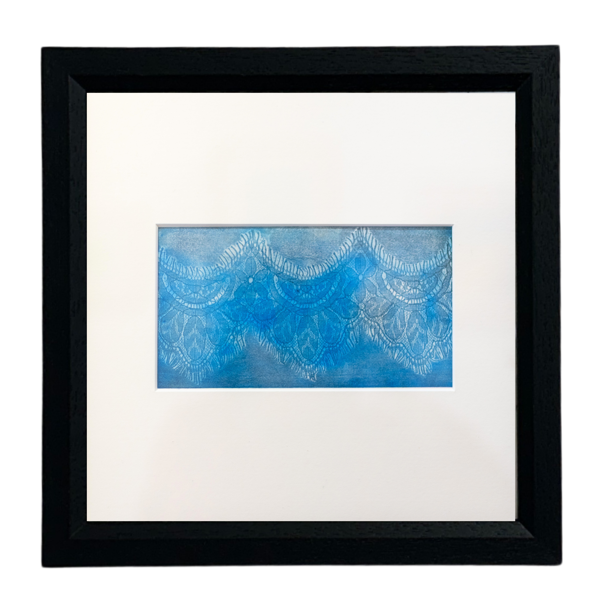 Lace Etching X (Blue Ink) 30 x 30cm Mounted