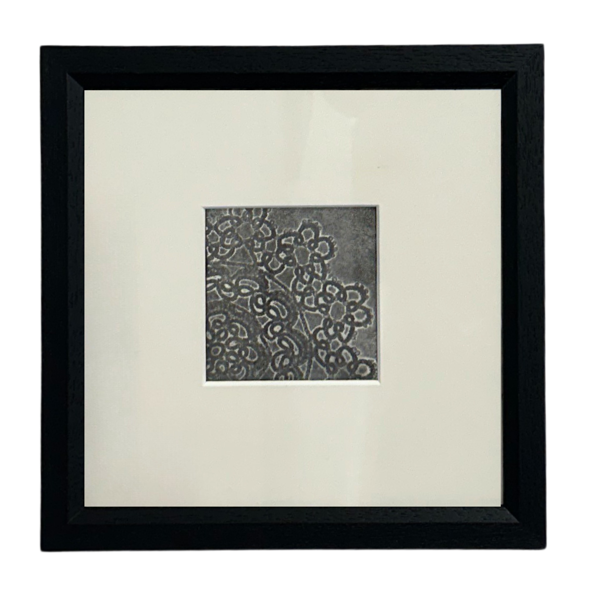 Doily Etching II (Black Ink) 20 x 20cm Mounted