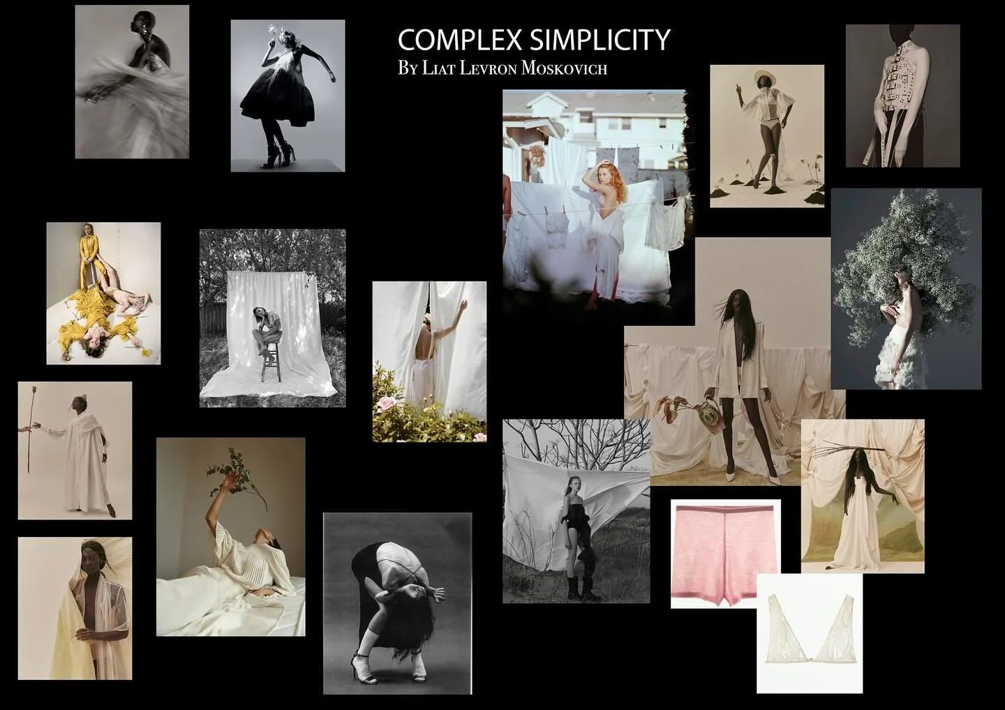 So excited for this next step in my journey! All prepared with a mood board for an upcoming studio shoot. It will represent what I aspire to create. This idea started with a straight jacket outfit concept and evolved into a summer day feel with laund