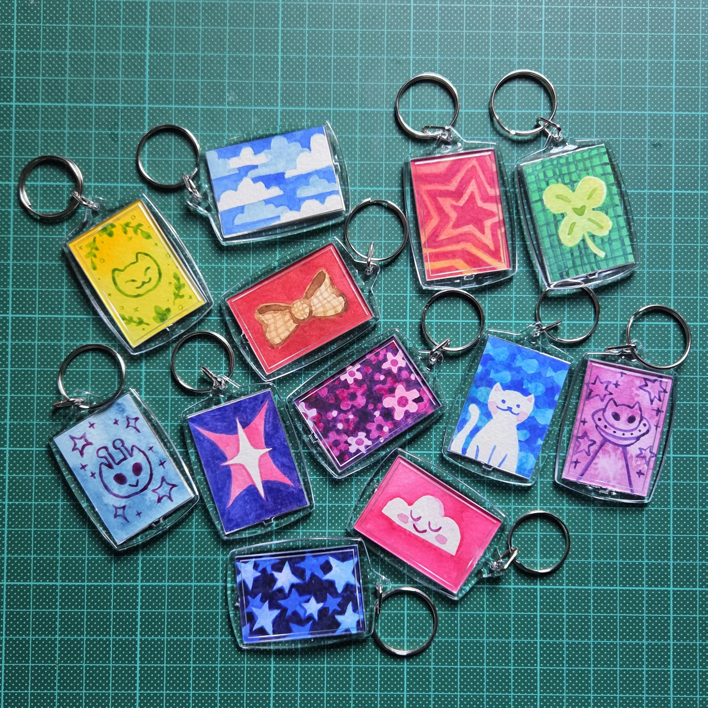 Hand painted watercolour keychains