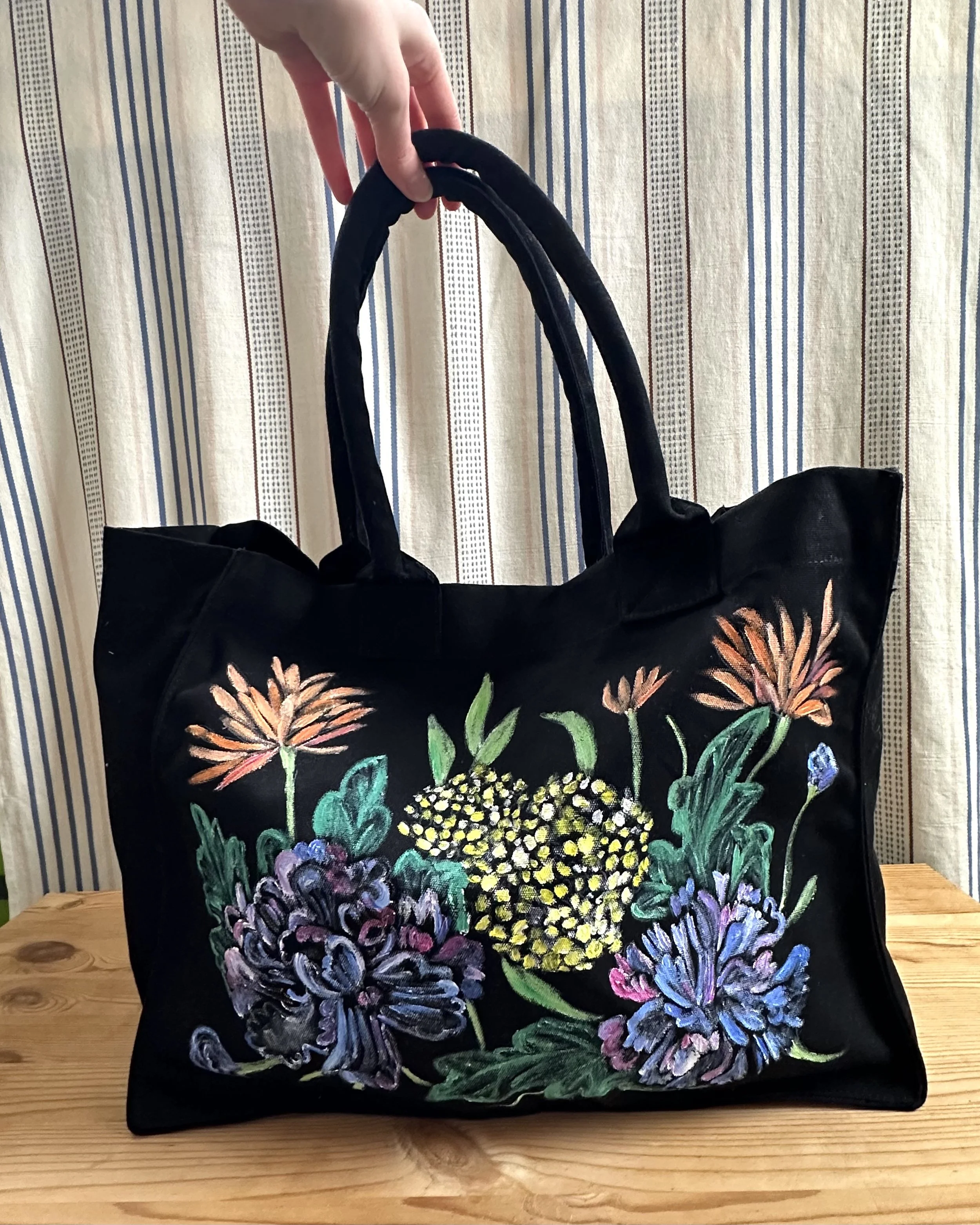 Big Hand-painted bag - Black