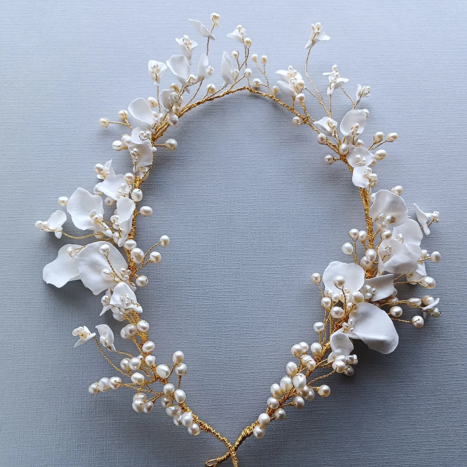 Handmade white petal and pearl floral head garland-Cala lilly wedding-bridal-hair accessory-0.shop-res.jpg