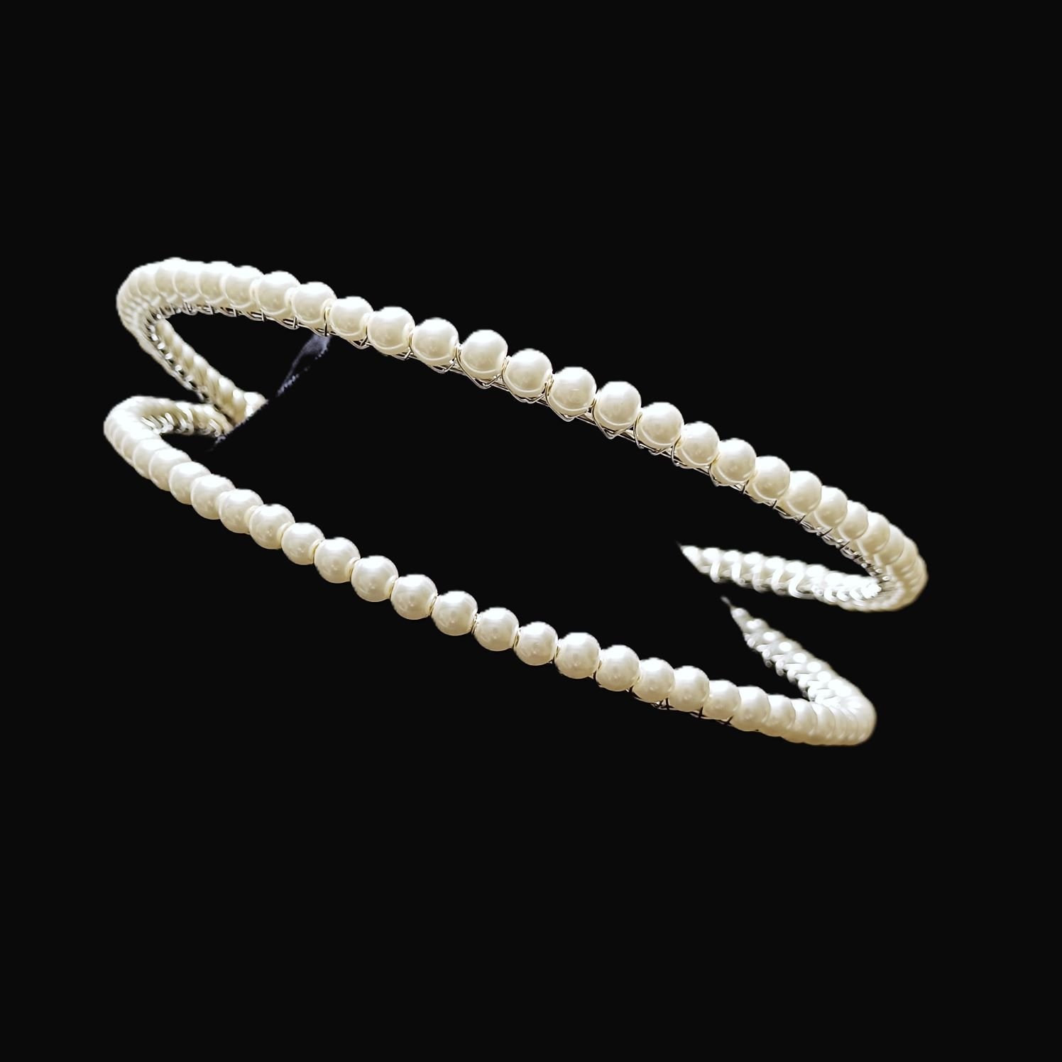 Elegant Double Row Pearl Bridal Headband
