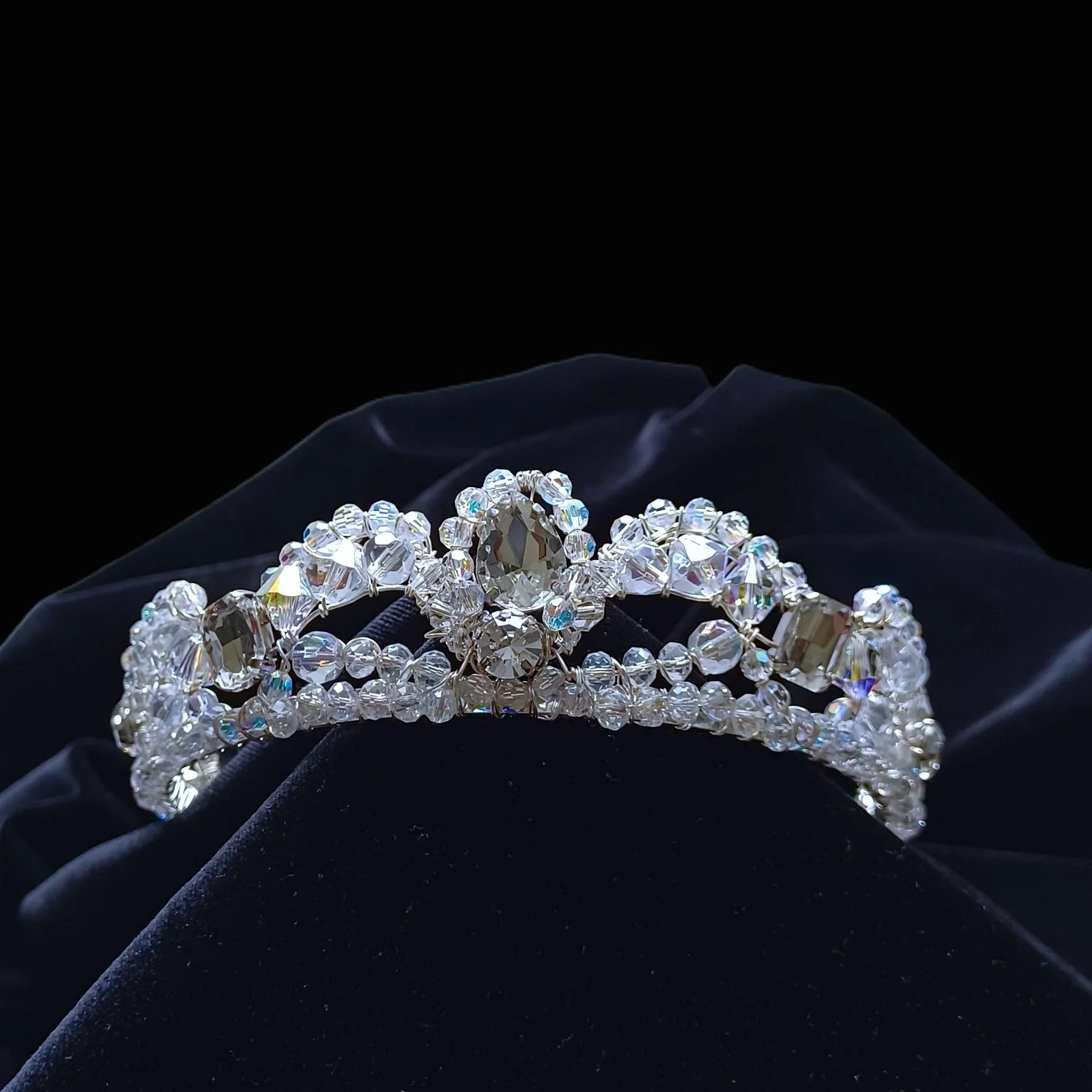 Handmade Silver Rhinestone & Crystal Bridal Tiara