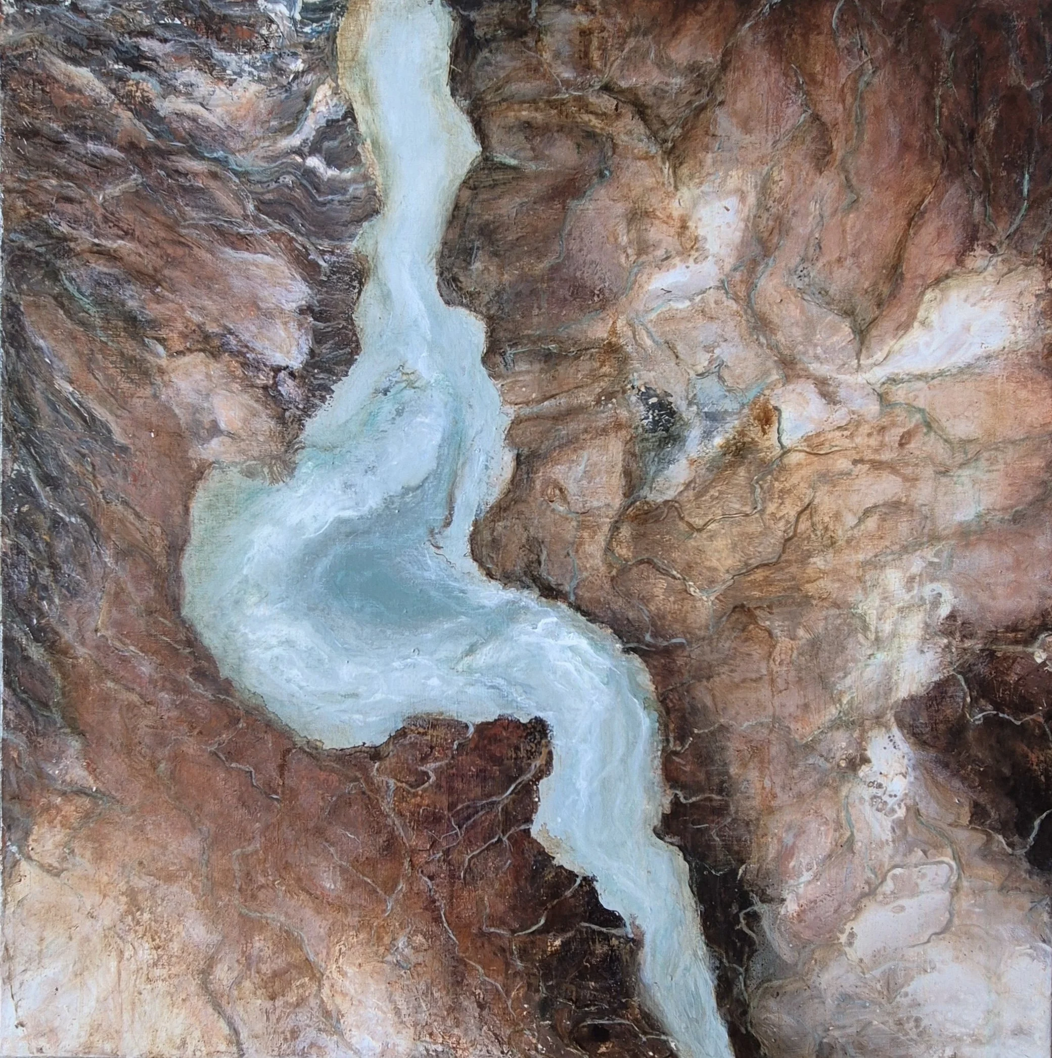 Earth's Veins, 2026. Mixed media on canvas-40 x 40 inches/102 x 102 cm. Price on Request.