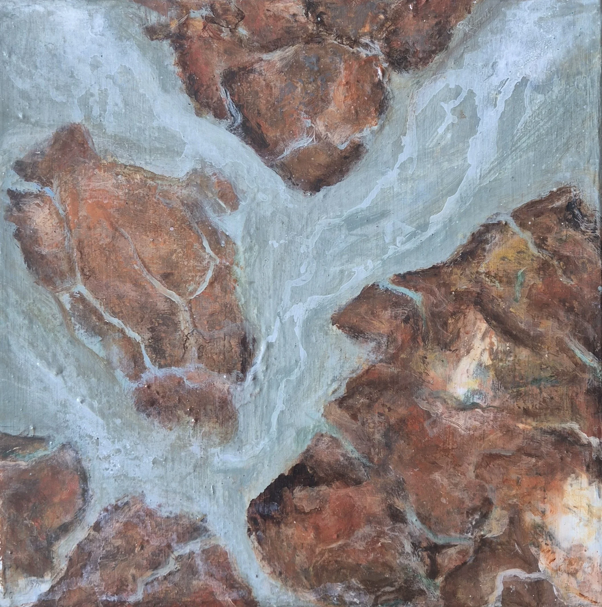 Carved Through Time,2026. Mixed media on canvas-12x 12 inches/30 x 30 cm.  Price on Request.