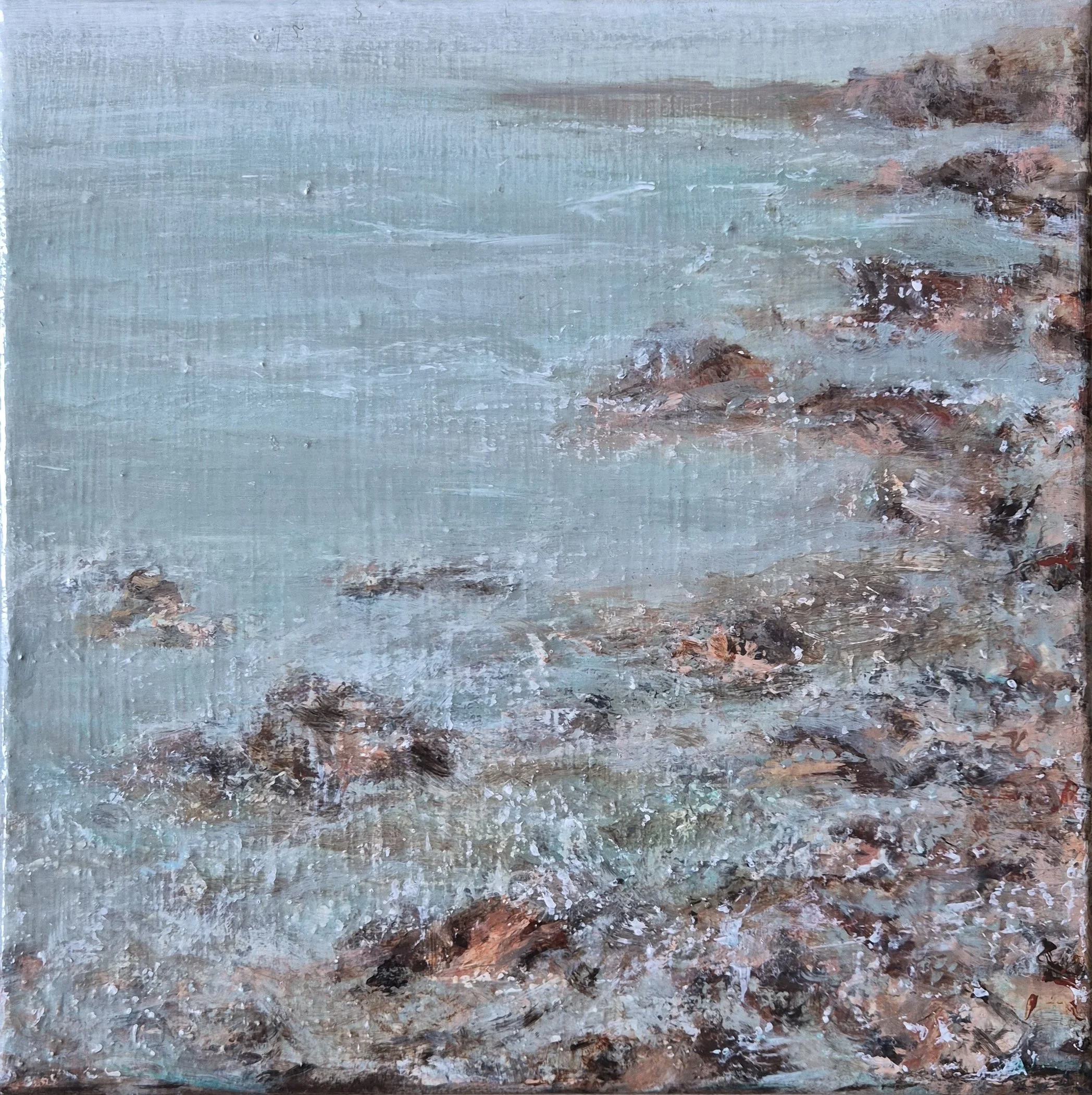 Where the Tide Whispers ,2026. Mixed media on canvas-12x 12 inches/30 x 30 cm.  Price on Request.