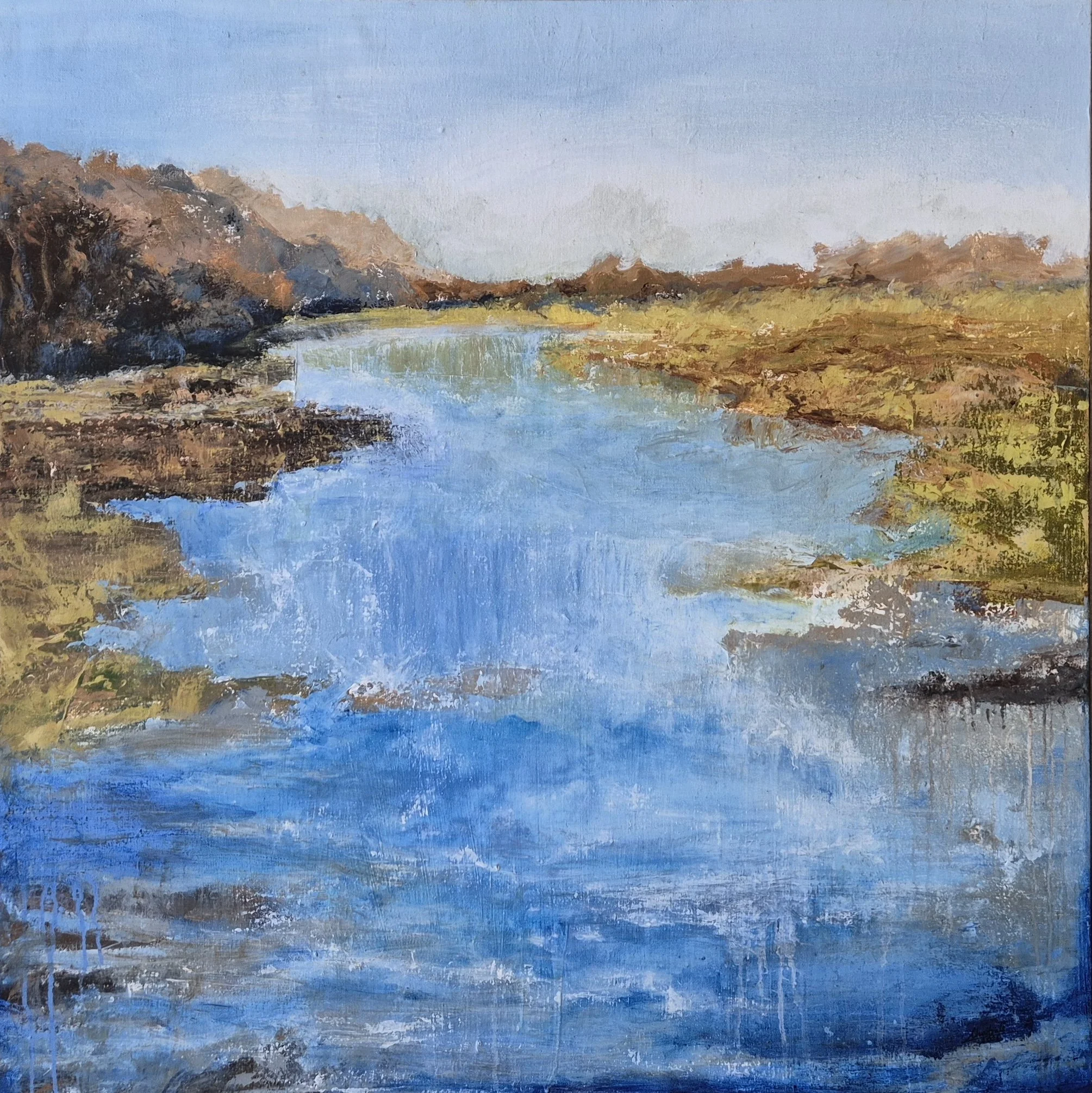 Blue Stillness, 2026.  Mixed media on canvas-36 x 36 inches/91 x 91 cm.  Price on Request.