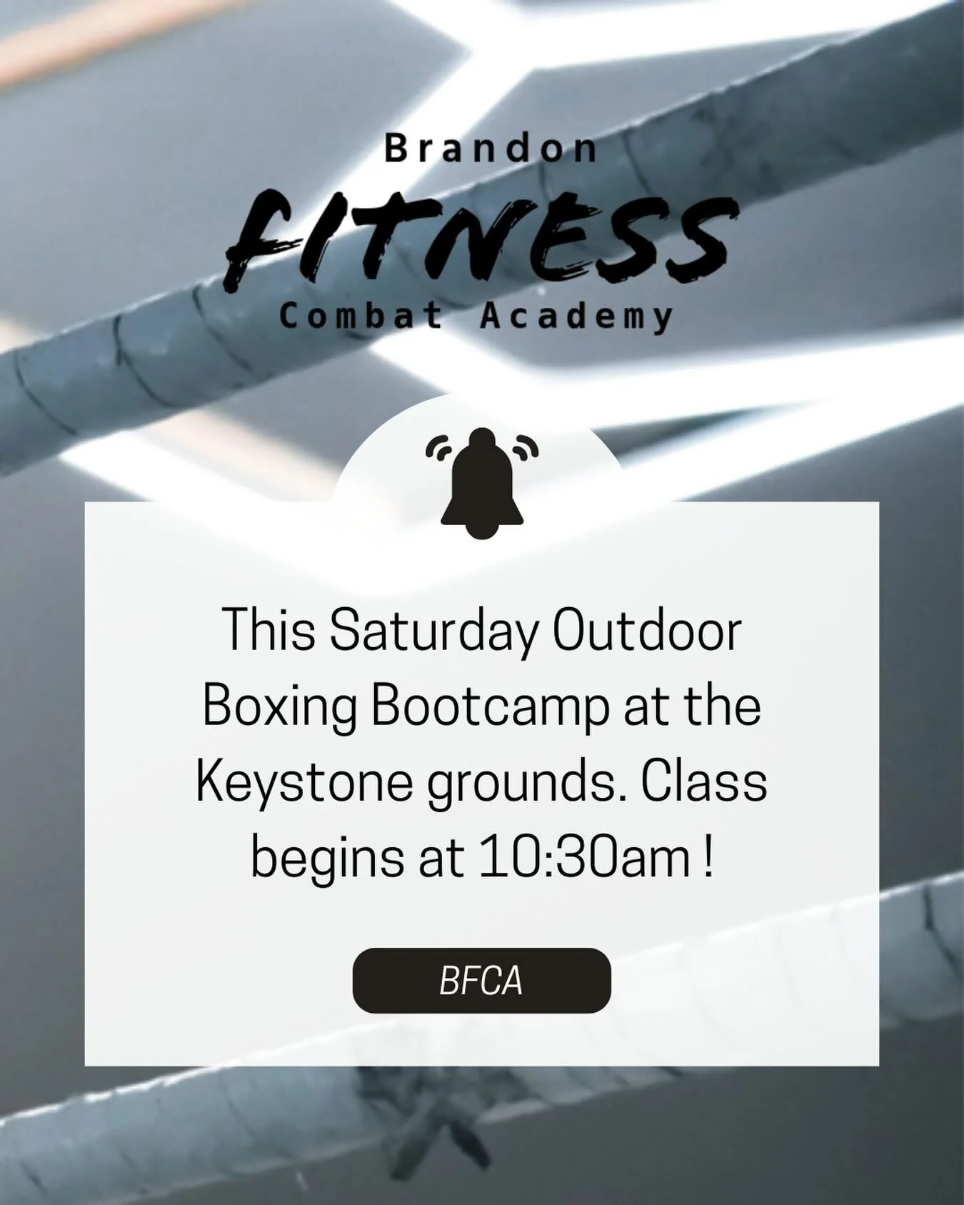 This Saturday BFCA is hosting a special class combining our Adult Boxing and Bootcamp to create 1 killer workout! 🥊

&bull; Boxing conditioning ✔️
&bull; Strength work ✔️
&bull; Team atmosphere ✔️
&bull; Outdoor training session energy ✔️

Join us f
