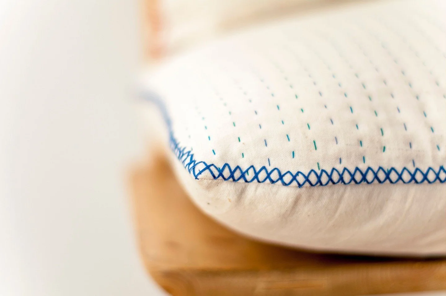 Our natural kantha cushions are handcrafted from two layers of soft, unbleached cotton, handsewn together using a traditional kantha stitch. Perfect for the minimalist colour palette.

As with all our lovely kantha, stitching is sharp and bold and ea