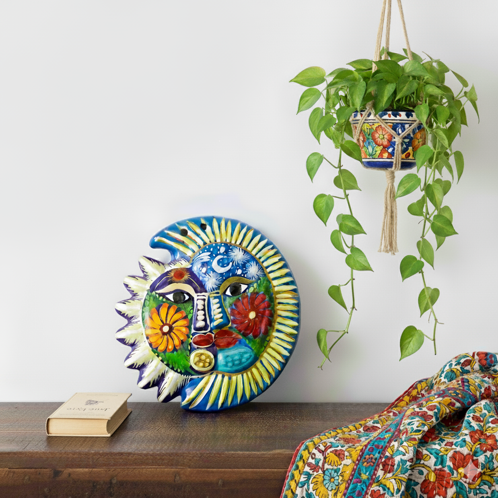 Mexican Colourful Sun Moon Wall Art