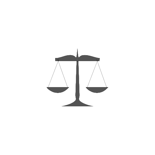 Black background with a gray scale symbol in the center, representing balance and justice.