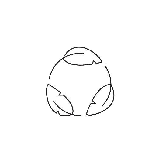 Three recycling arrows in the shapes of leaves showing sustainability