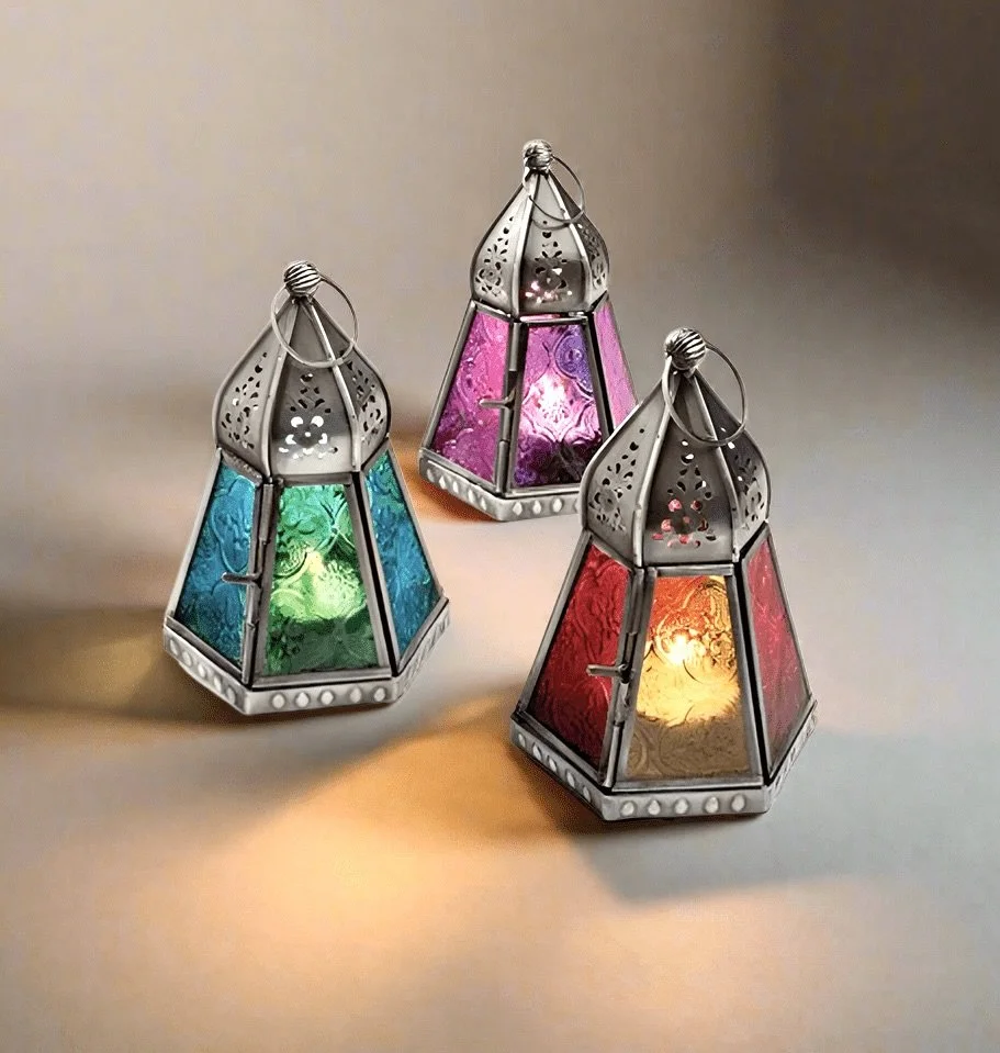 Little Moroccan Style Glass Pyramid Lantern