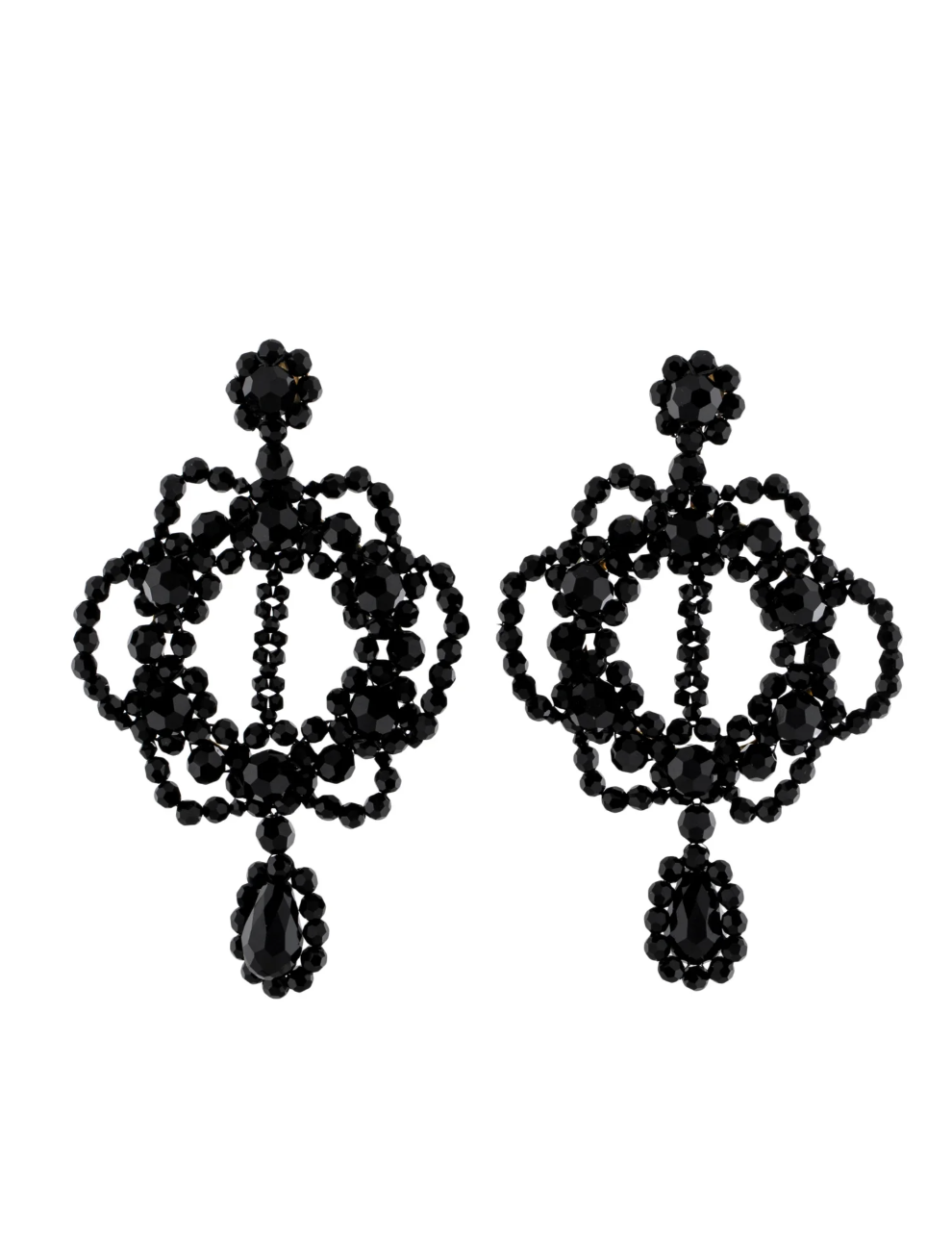 Simone Rocha Oversized Crystal Flower Chandelier Drop Earrings