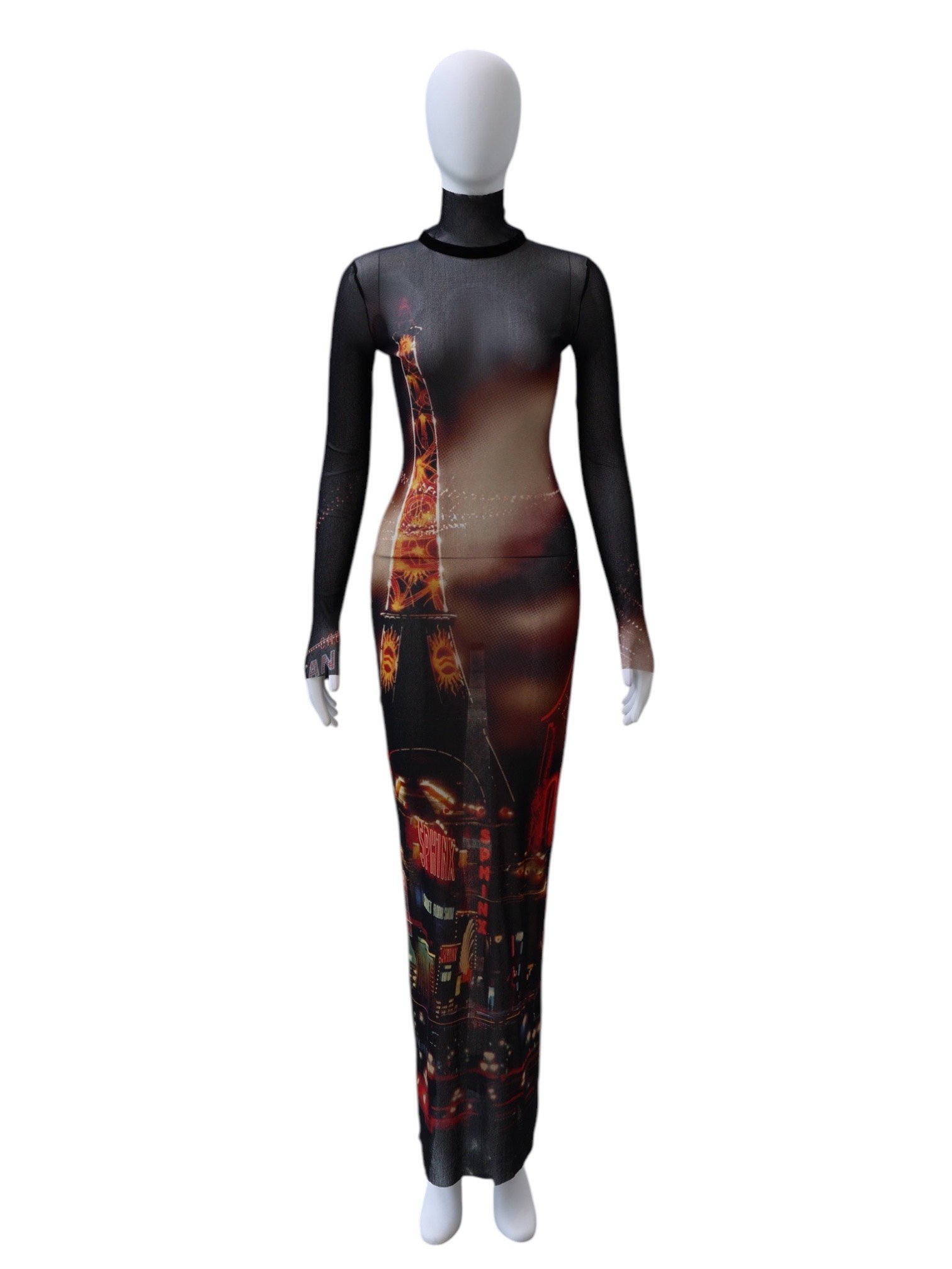 JEAN PAUL GAULTIER Pigalle Printed Mesh Long Dress