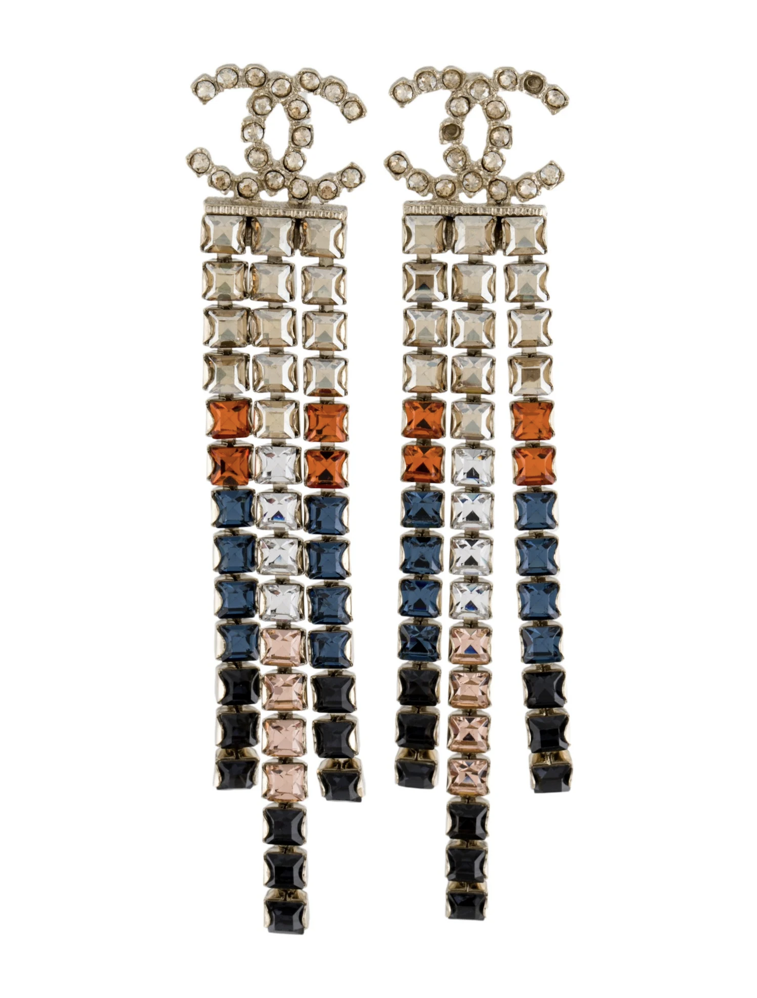 Chanel 2019 Strass CC Drop Earrings