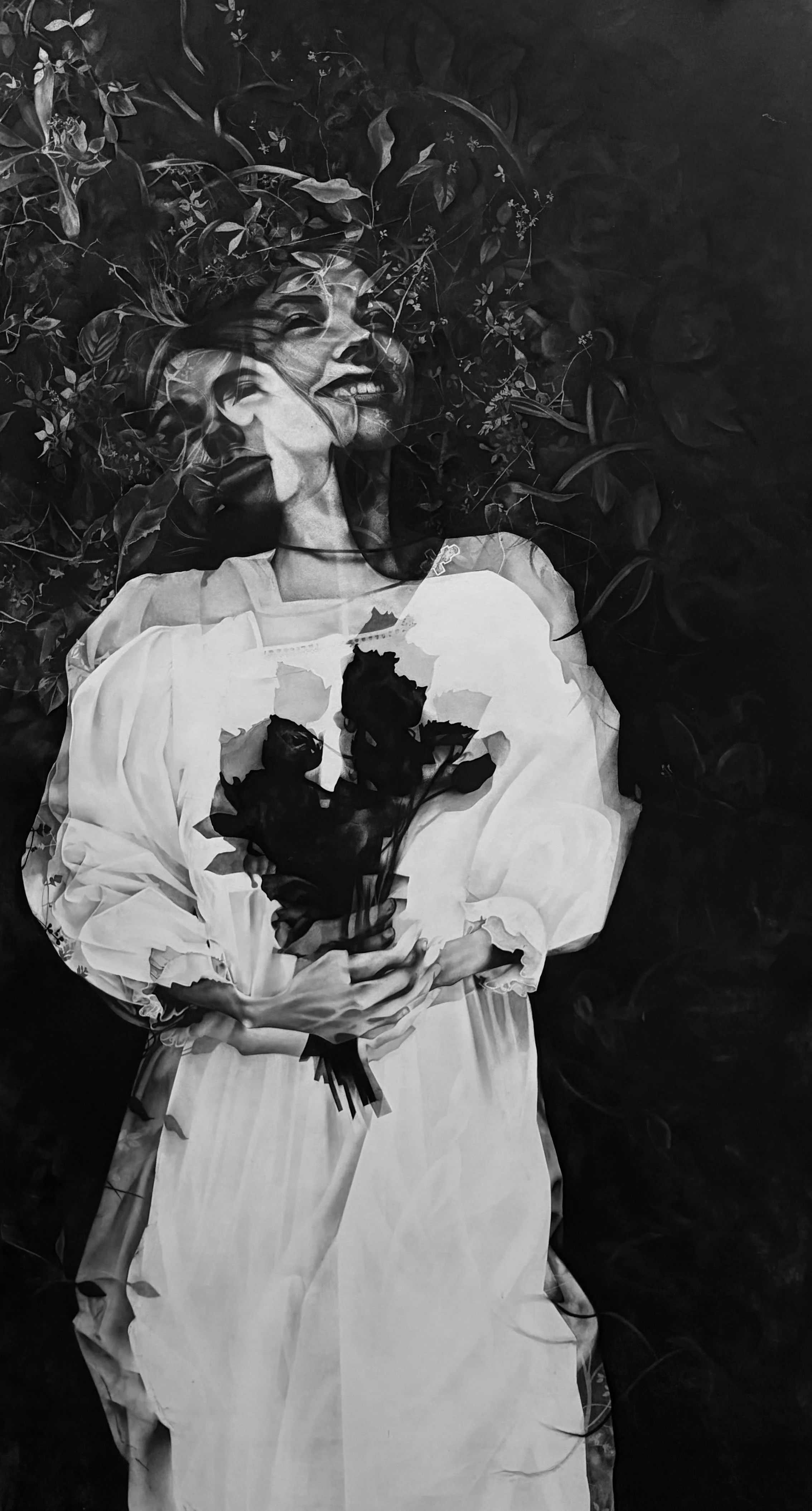 Buried and Alive, 2025. Charcoal and graphite on paper. 35.5 in. x 64 in. 