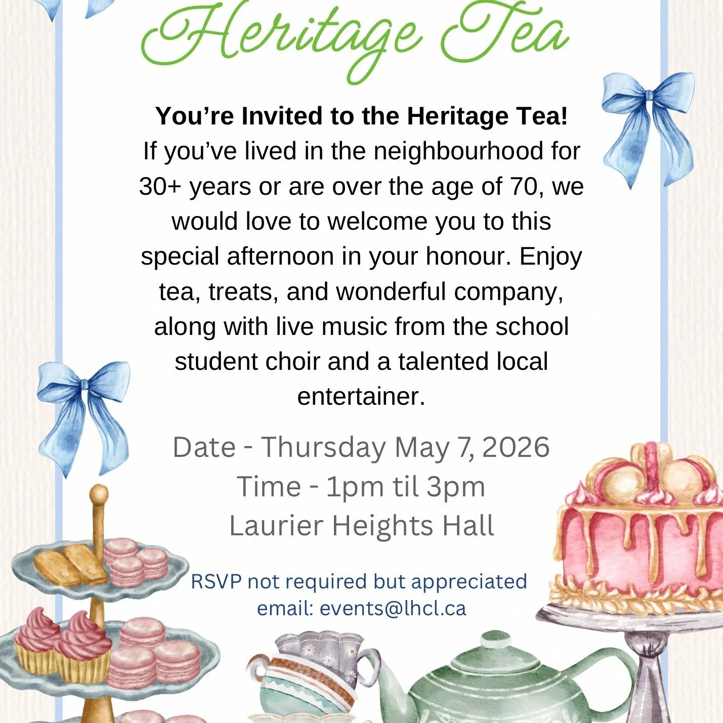 The LHCL Heritage Tea could use a few volunteers. Apply here: https://volunteersignup.org/4LF7Y
