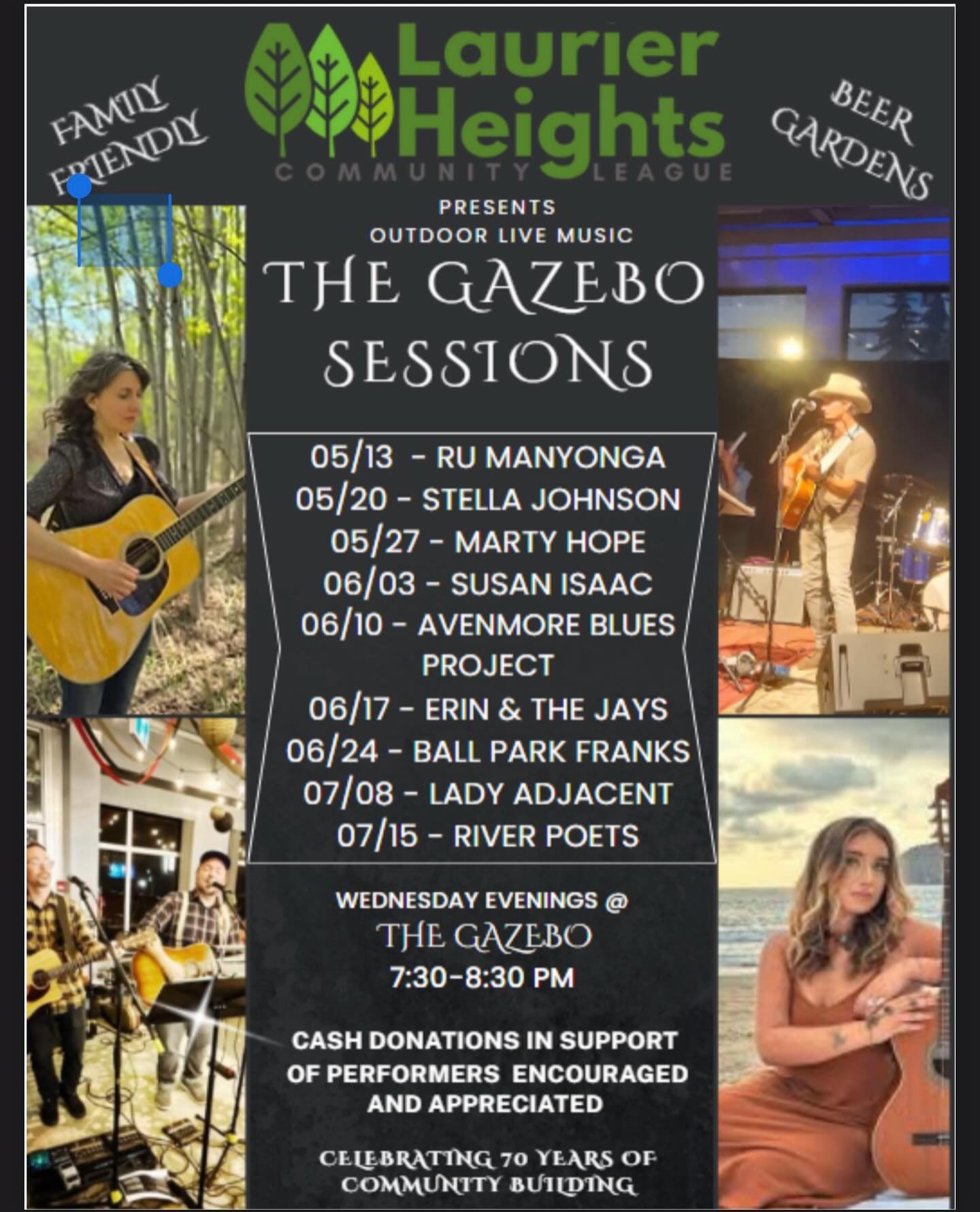 Mark your calendars! You don&rsquo;t want to miss these great opportunities to hear local artists with your neighbours! 🎶