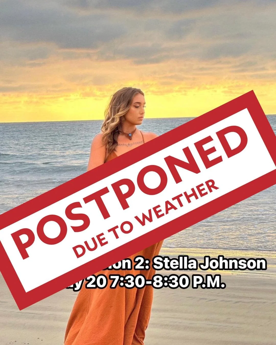 POSTPONED DUE TO WEATHER.

We will update if we can arrange new performance date when it is hopefully a little less blustery.