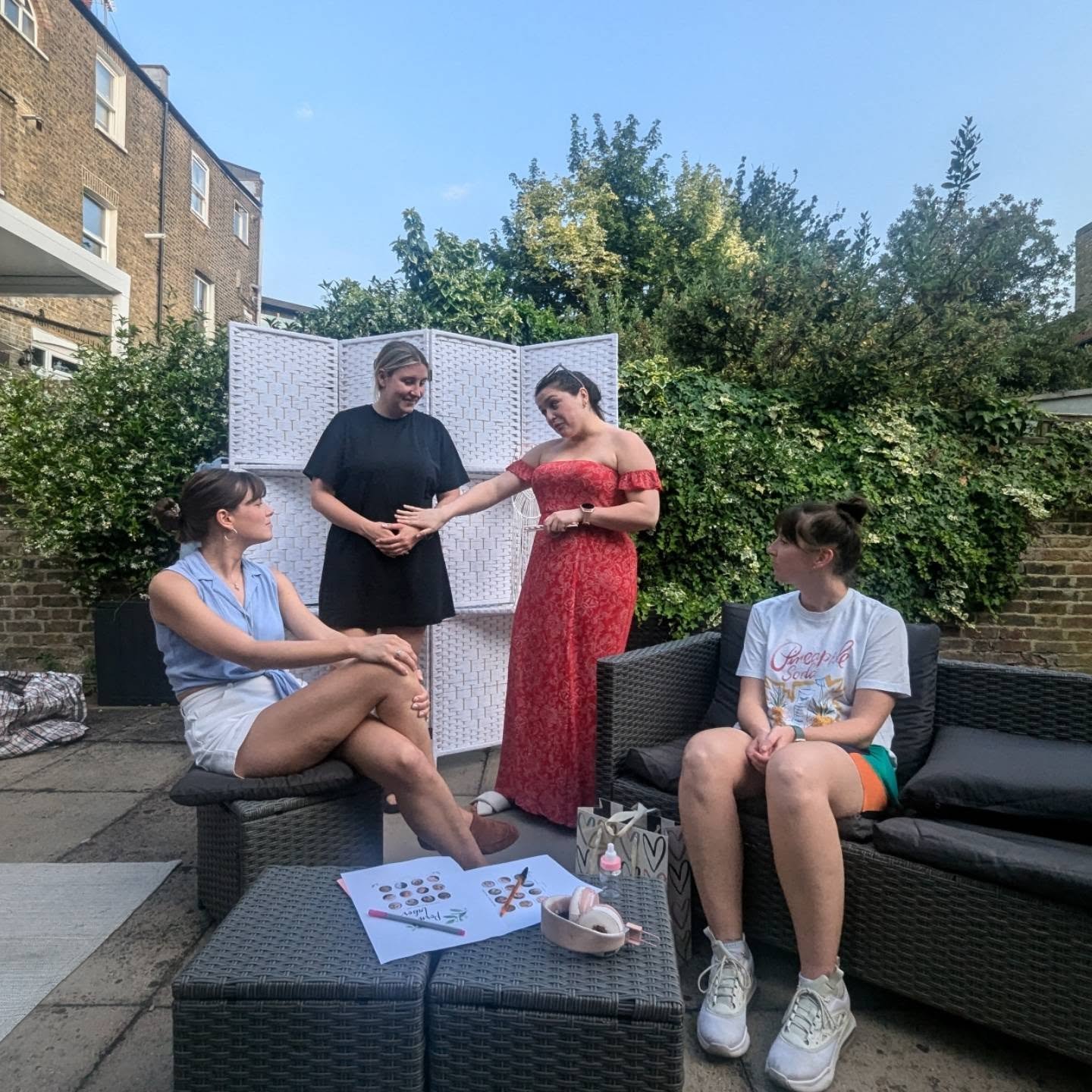 Lovely day for rehearsing a baby shower in the garden. 🌷 WE OPEN THURSDAY!