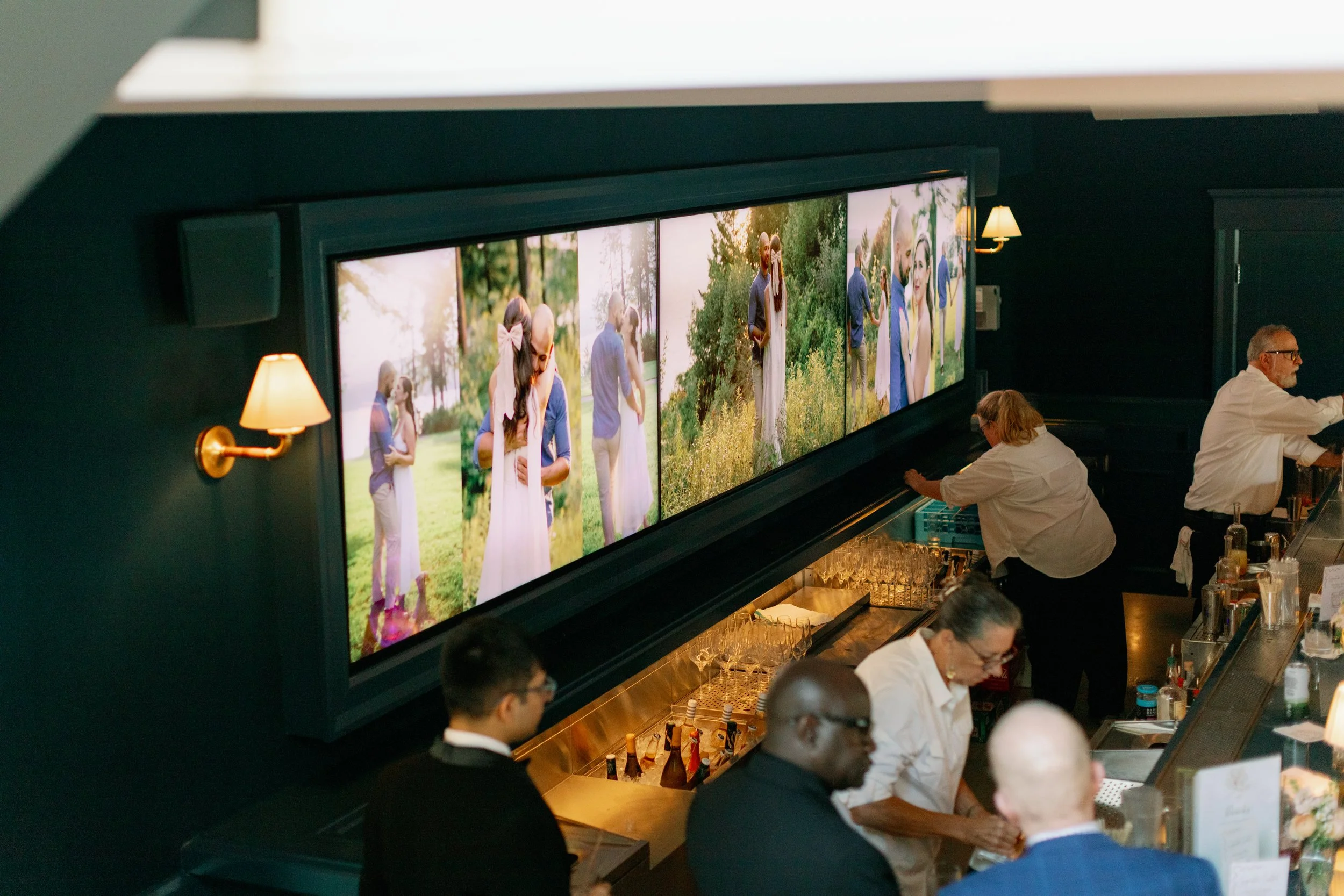 The Belvedere can stream your images or video on its big screens behind the bar or on the main level.