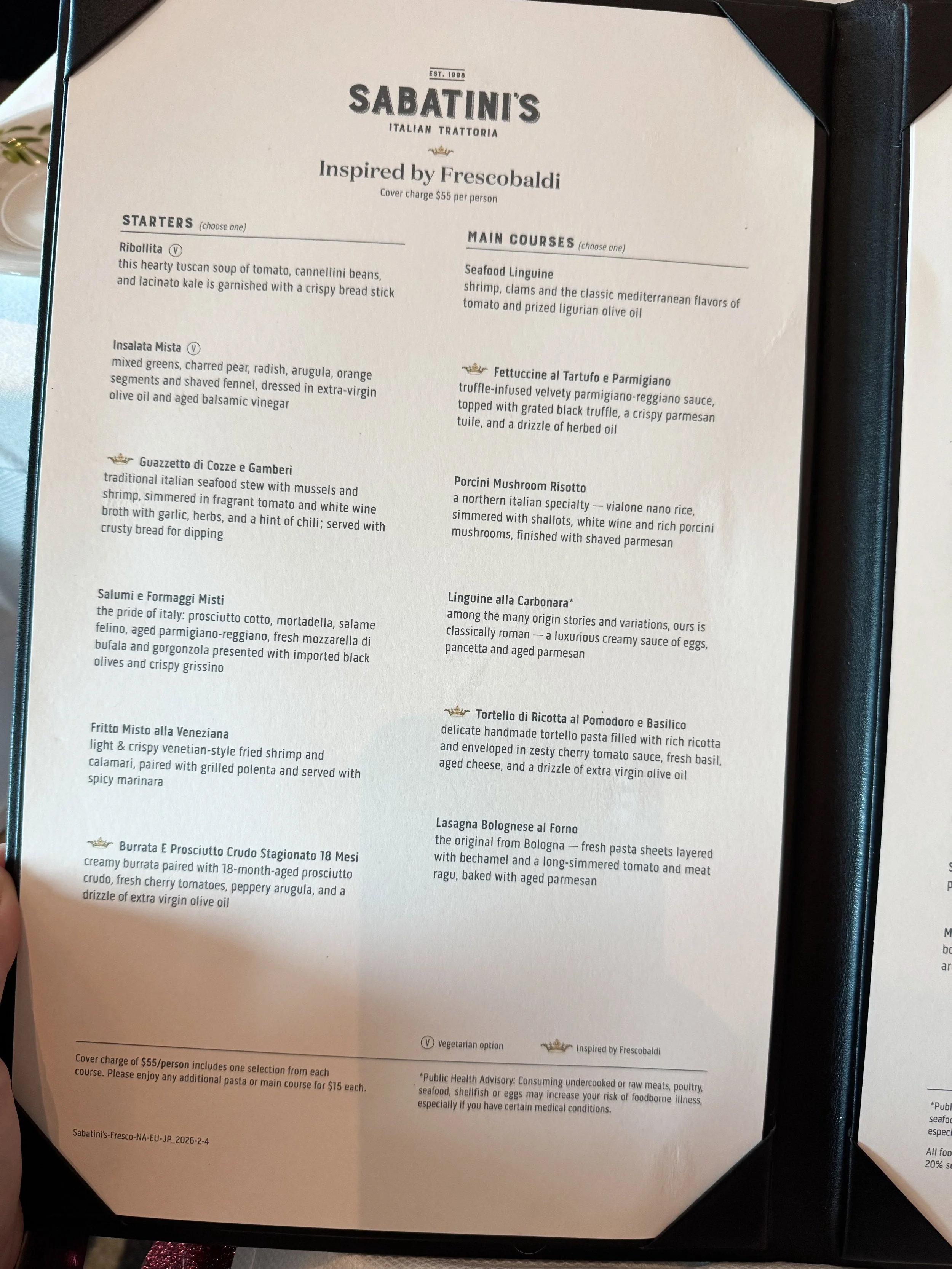 Sabatini's Menu and Review