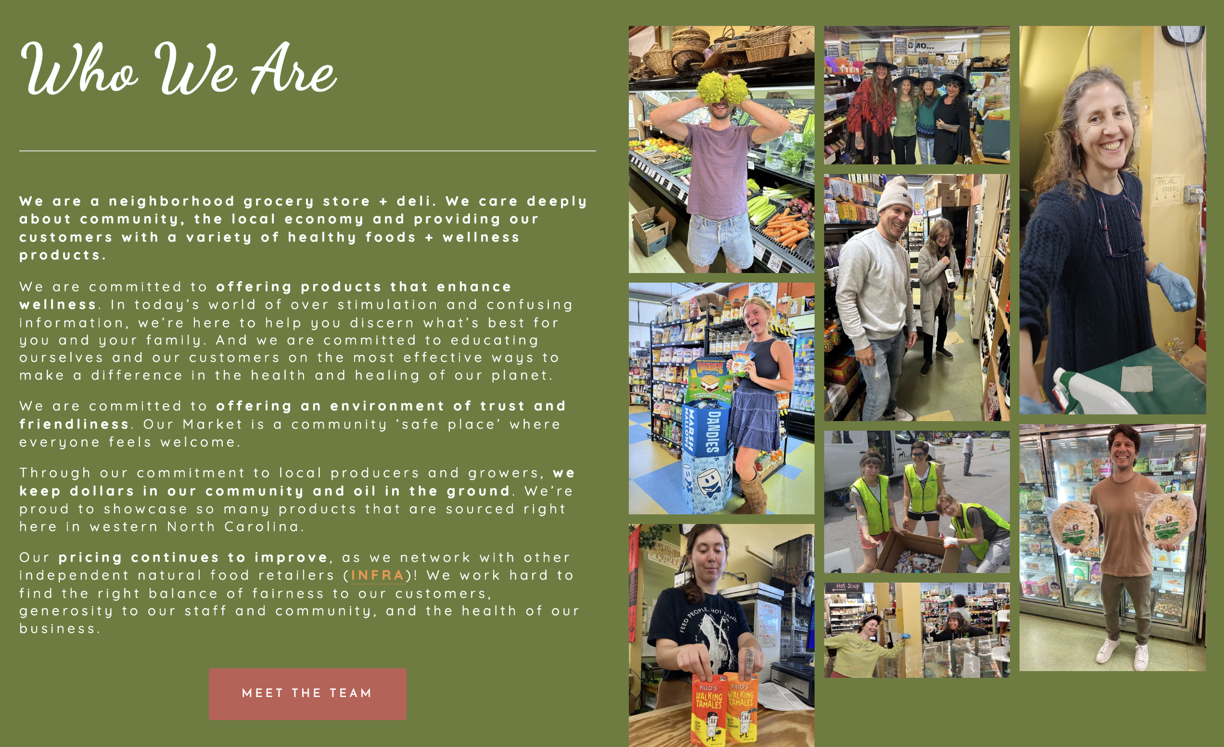 A screenshot of the West Village Market website