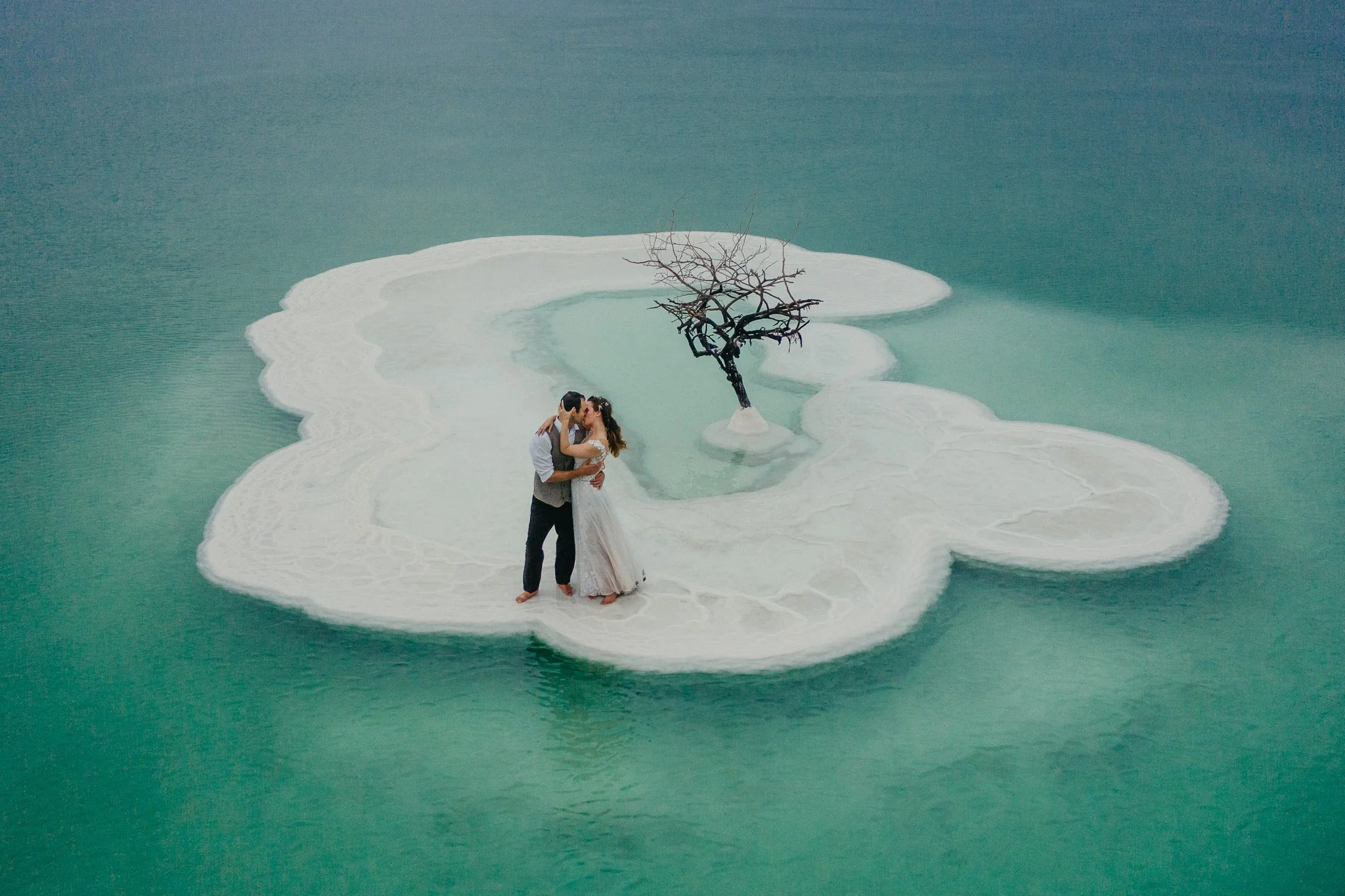 Salt island in Dead Sea 