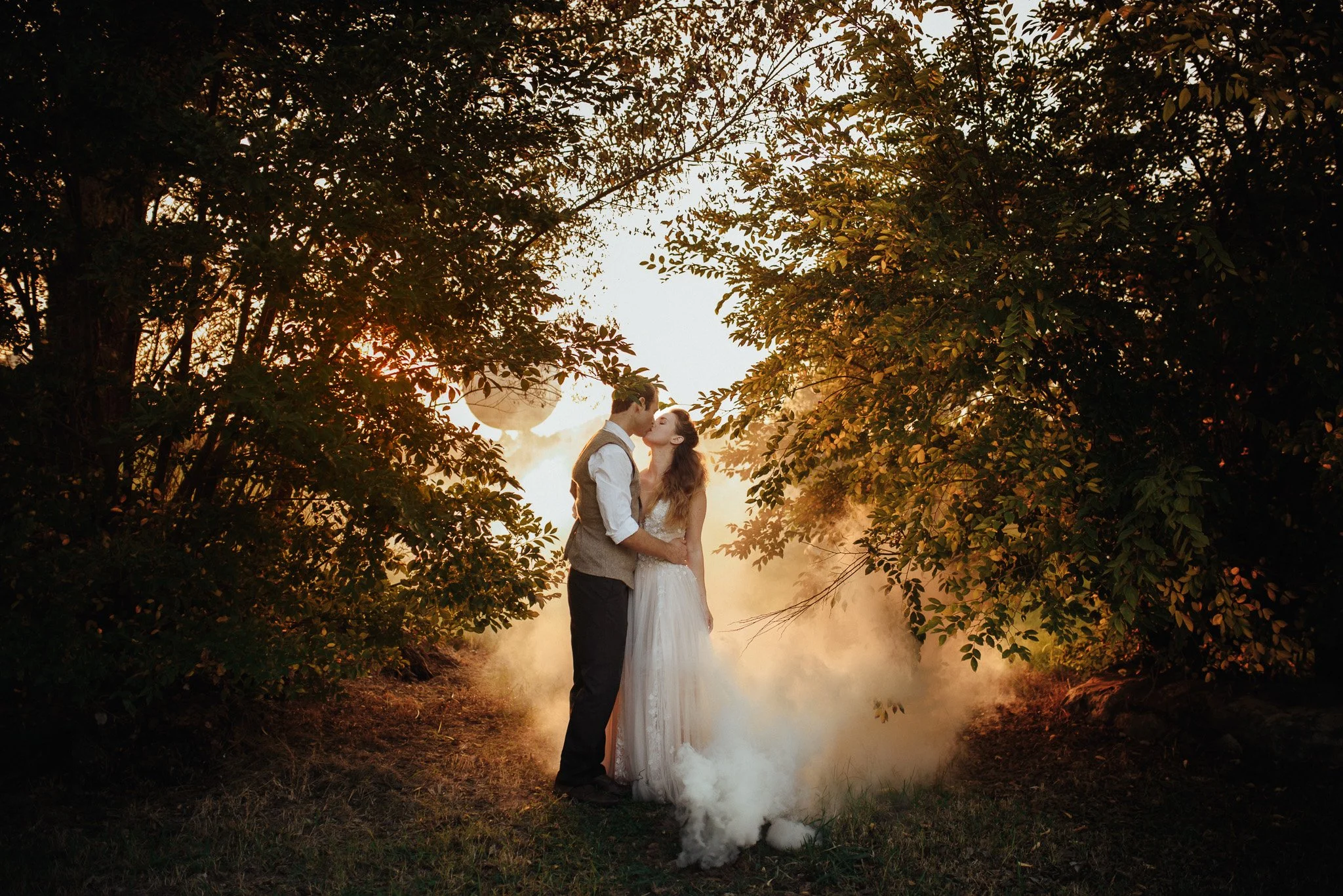 Standing in smoke