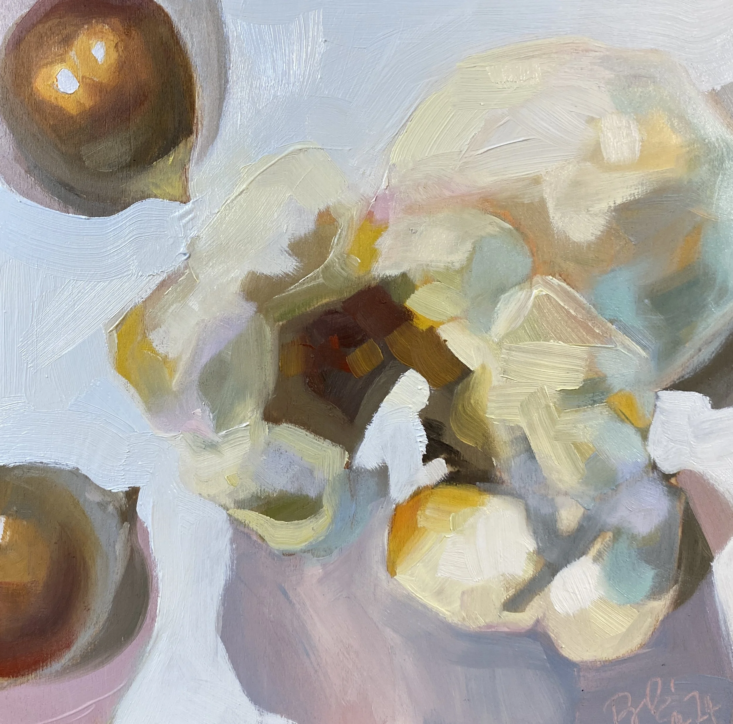 SOLD Popcorn Series #2 - 8x8" oil on 2" cradled panel, 2024. 