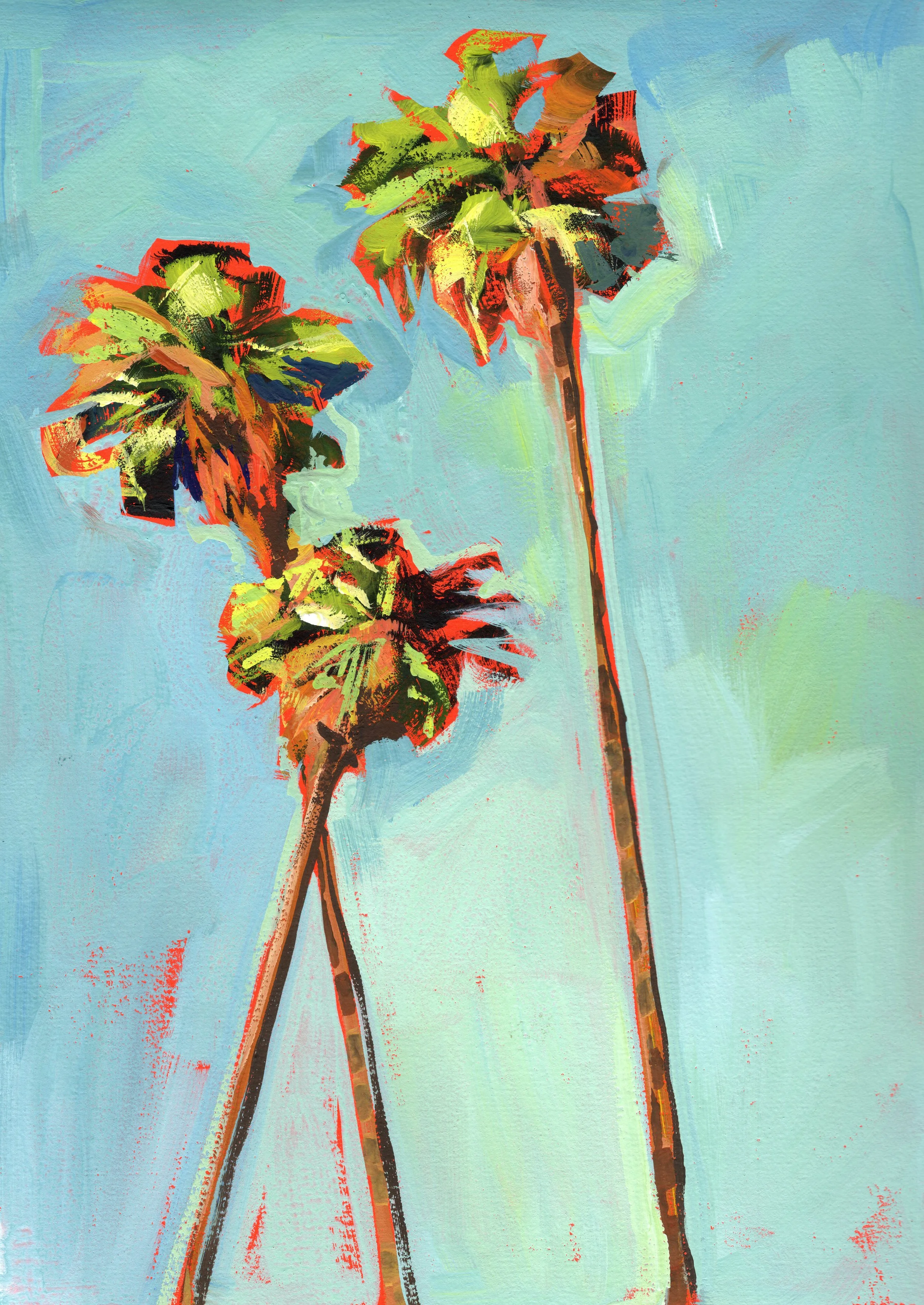 Three Red Palms