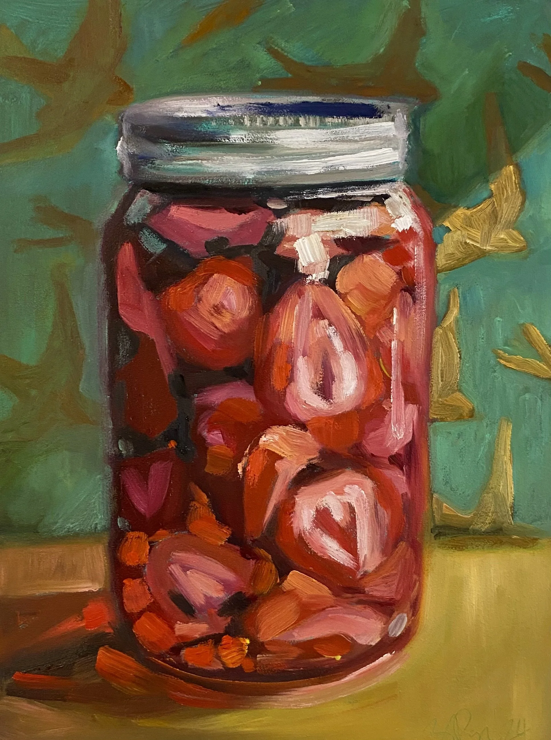 Sugared Strawberries - 9x12" oil on cradled panel, 2024