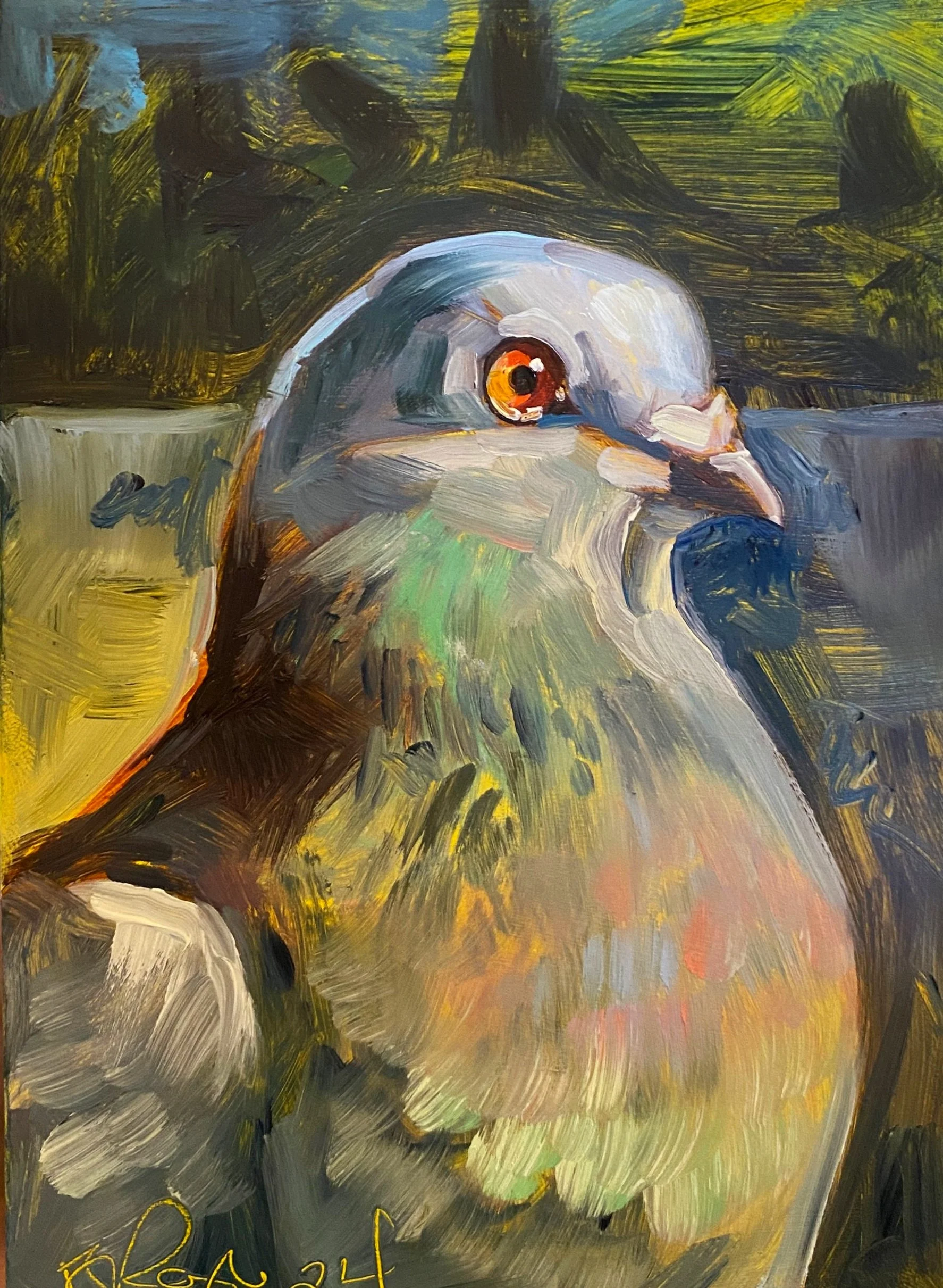 SOLD The Spoonbill Gallery, Greenville, SC.
Pigeon Study - 5x7" oil on cradled panel, 2024.