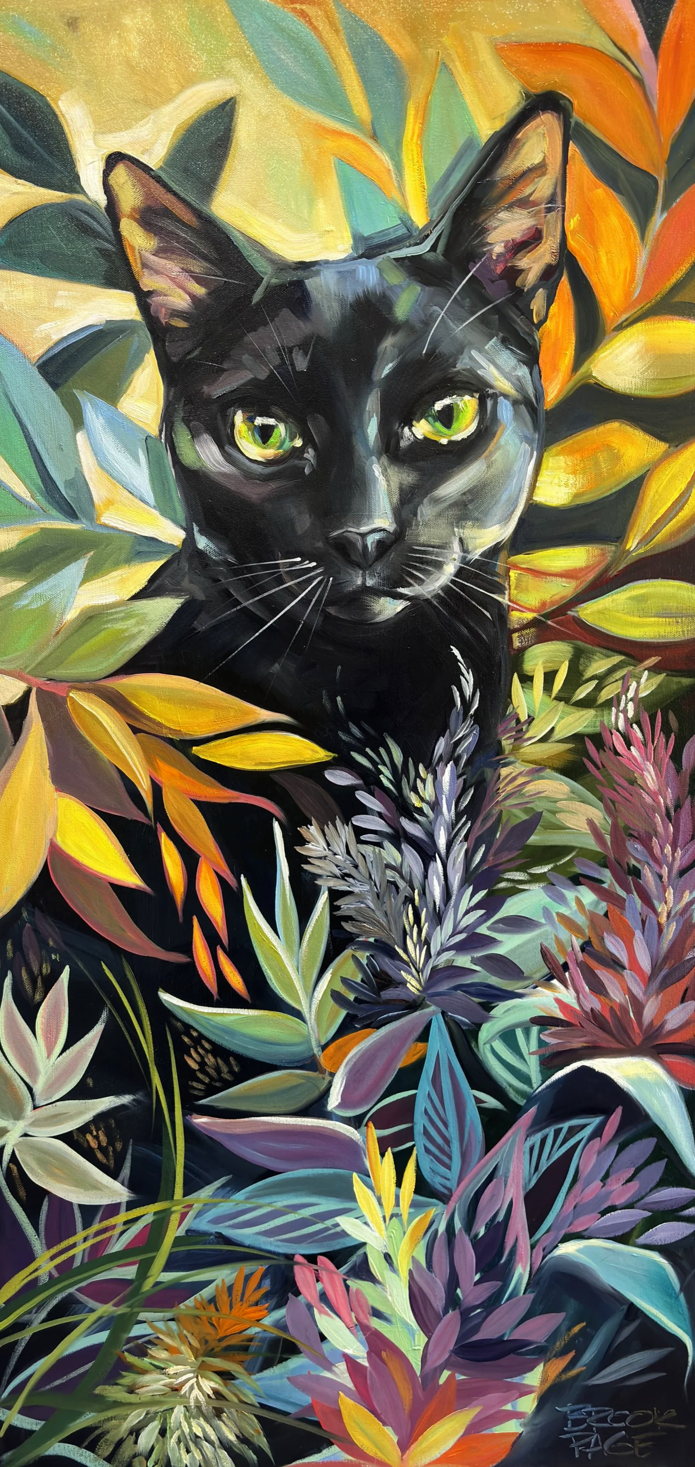Feline Flora 20x40" 2026. Available for purchase through The Plum Gallery, St. Augustine, FL. 