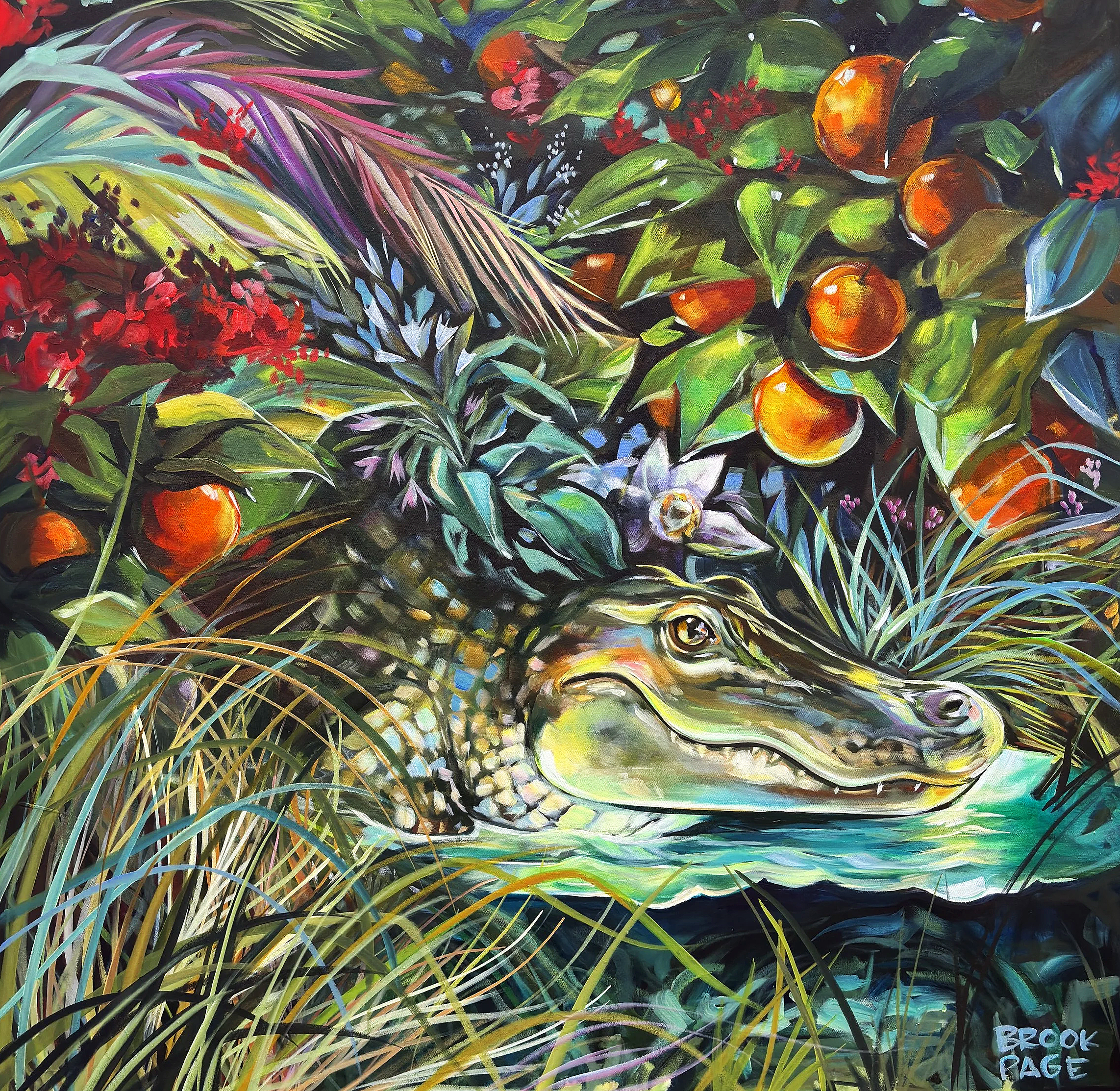 Gator Garden II 48x48" 2026. Available for purchase through The Plum Gallery, St. Augustine, FL. 