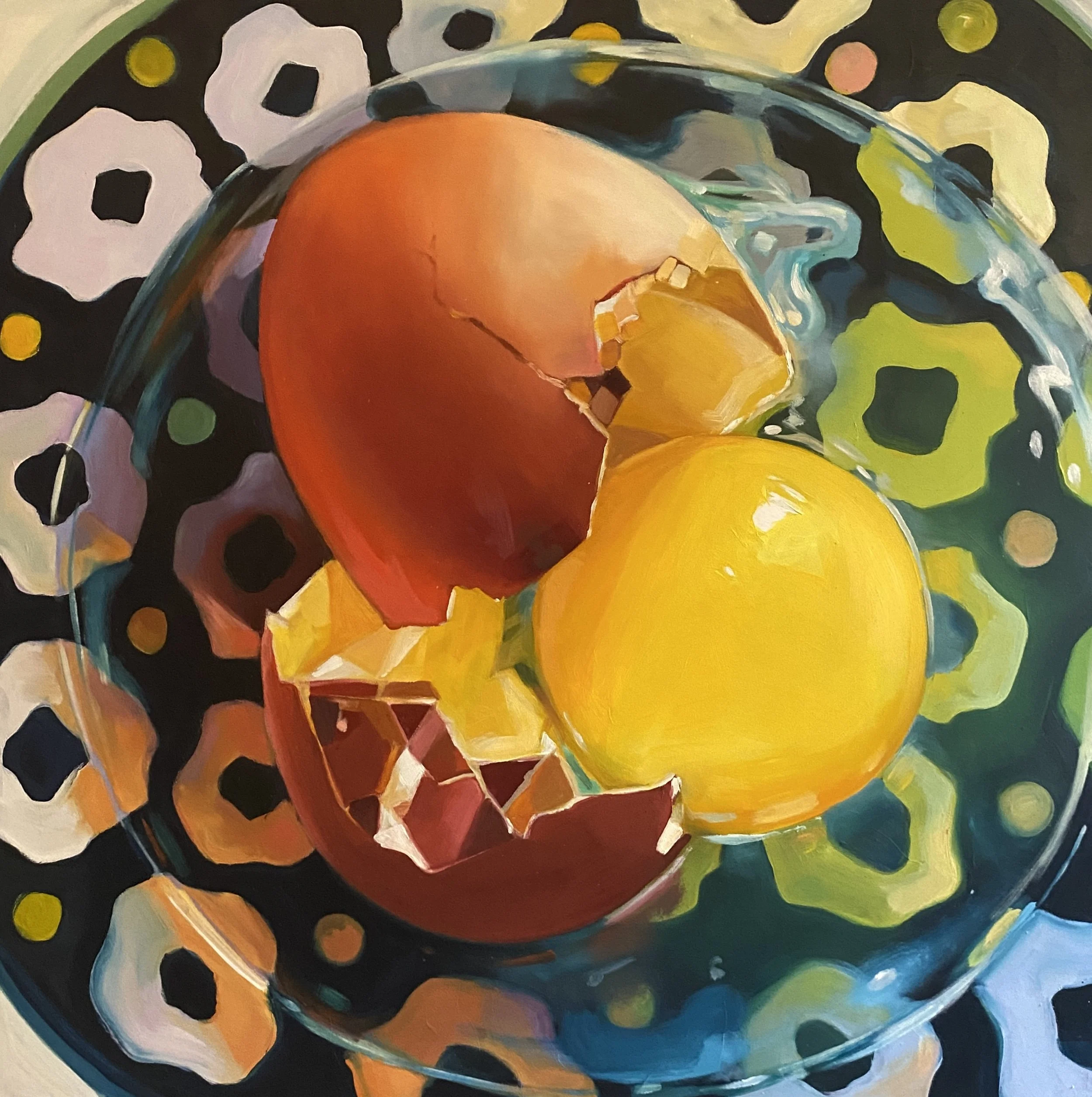 Cracked in Ceramic - 24x24" oil on 2" cradled panel, 2024. 