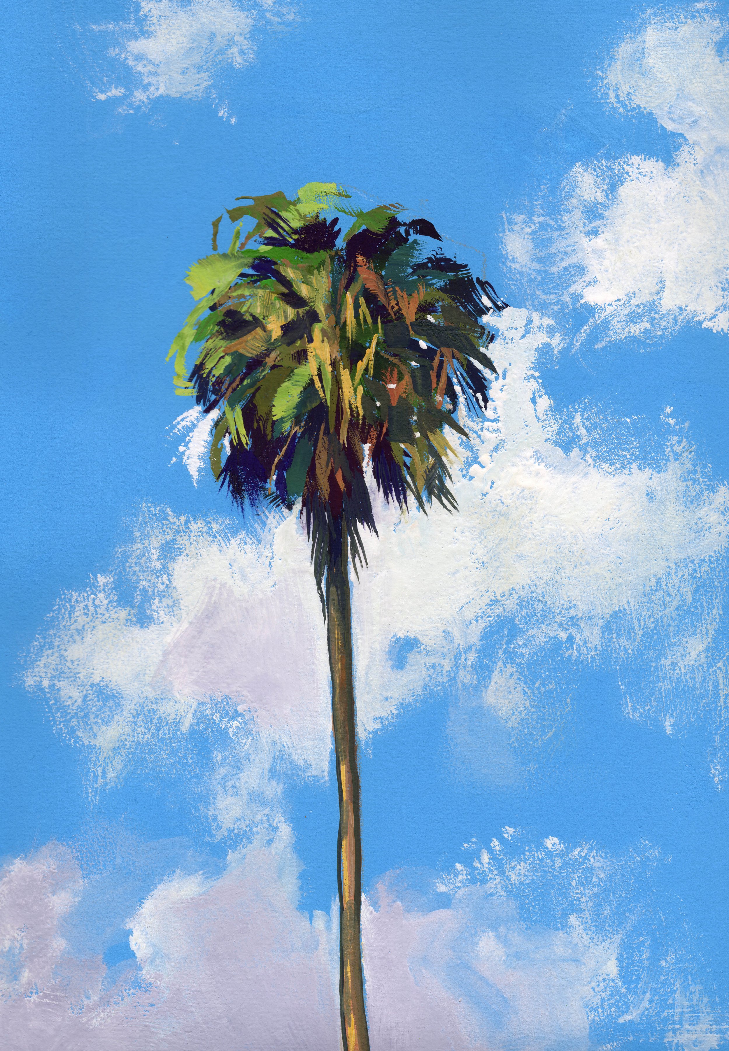 Palm on Blue - Fine Art Print