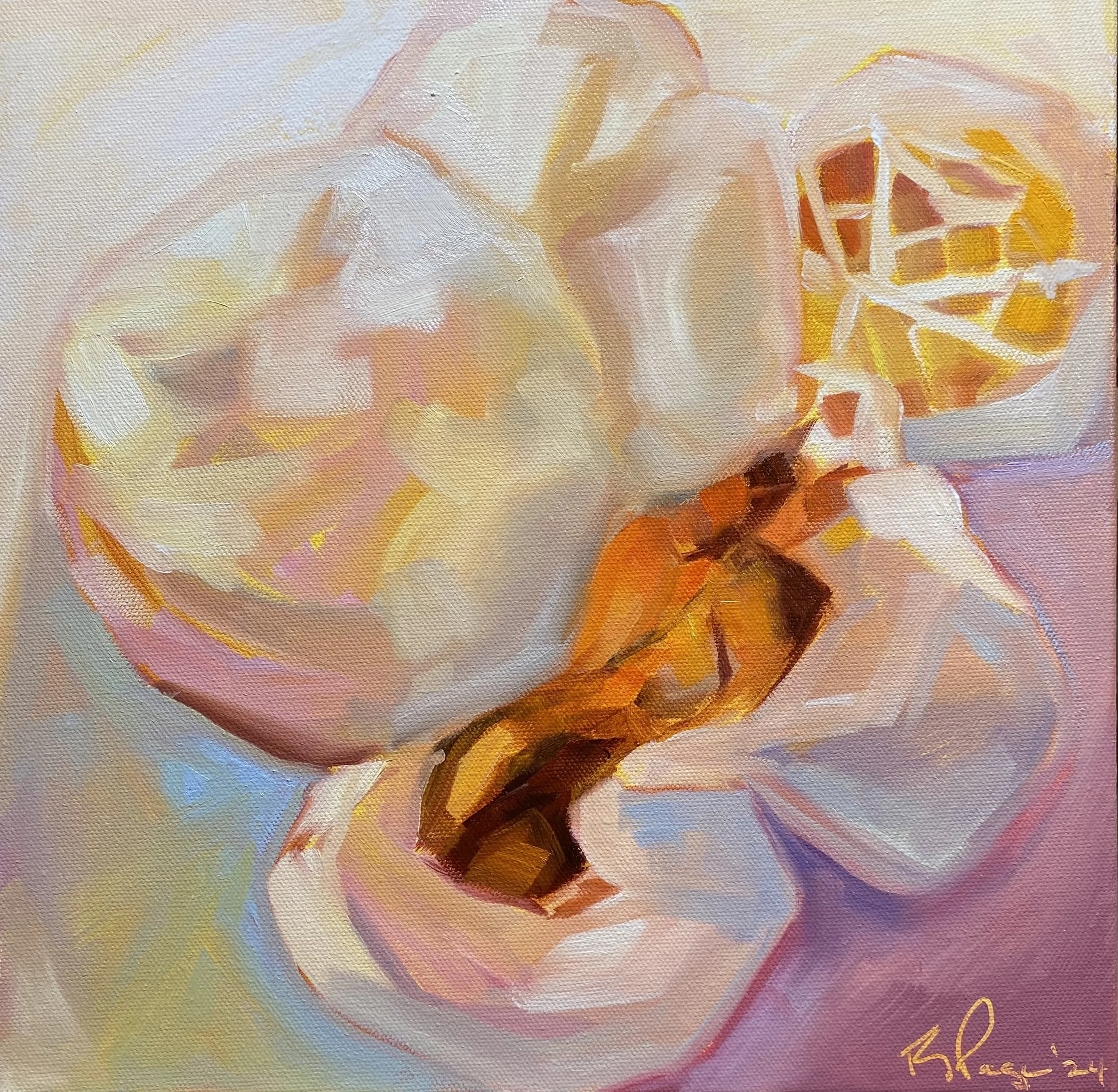 SOLD Popcorn Series, 12x12 oil on canvas, 2024. 