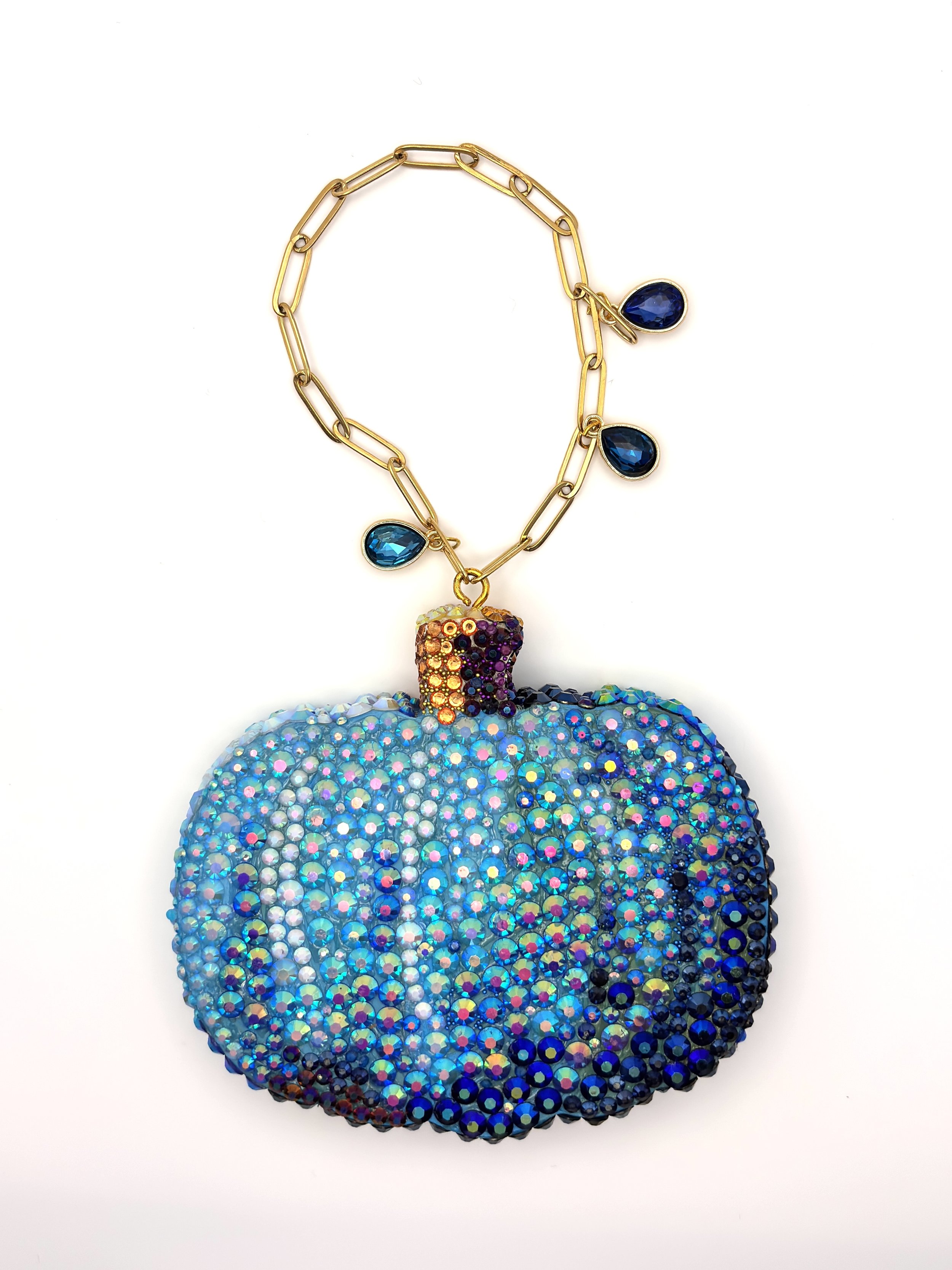 Blue Sparkle Pumpkin Ornament