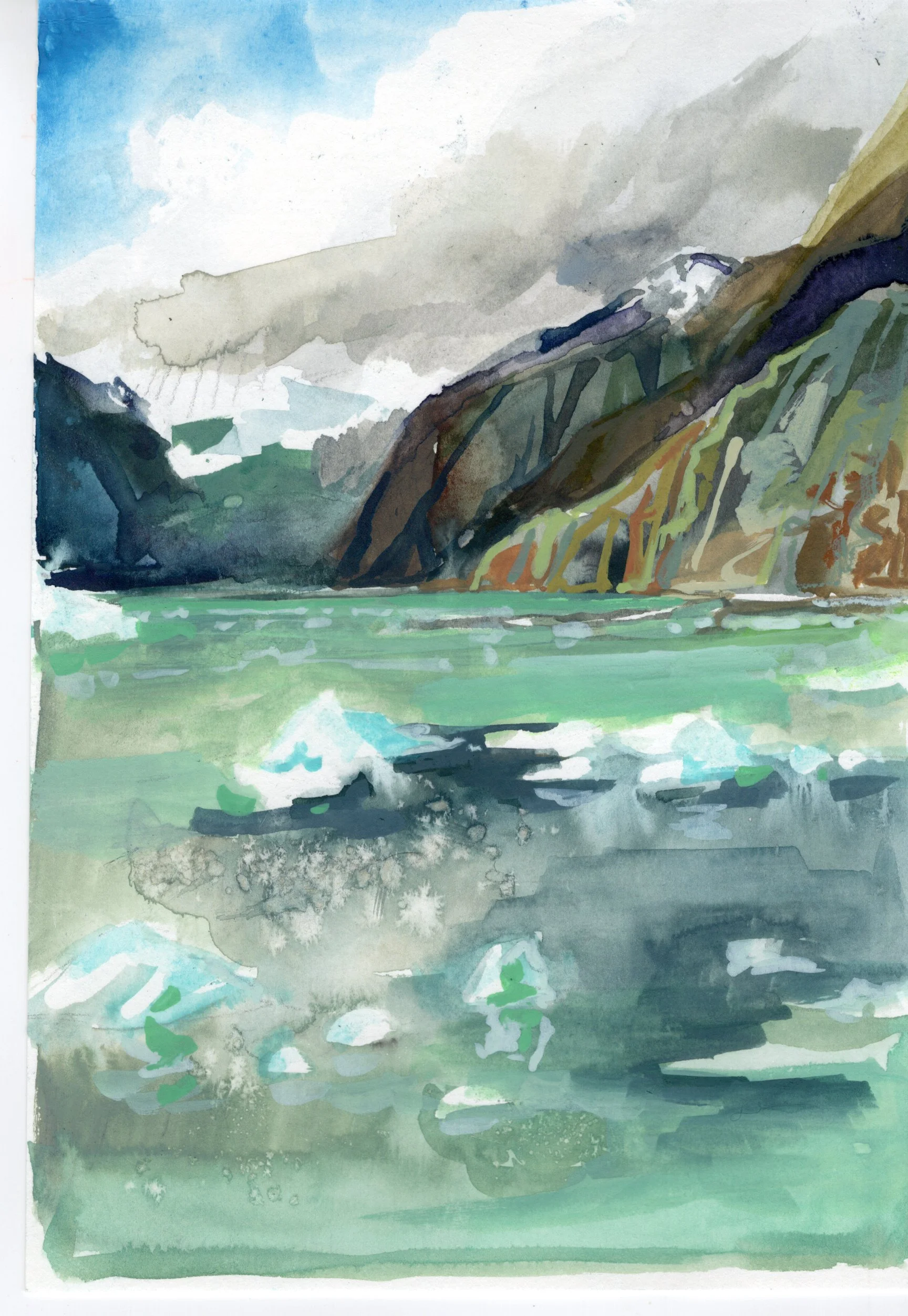 Icebergs and Hill - Fine Art Print