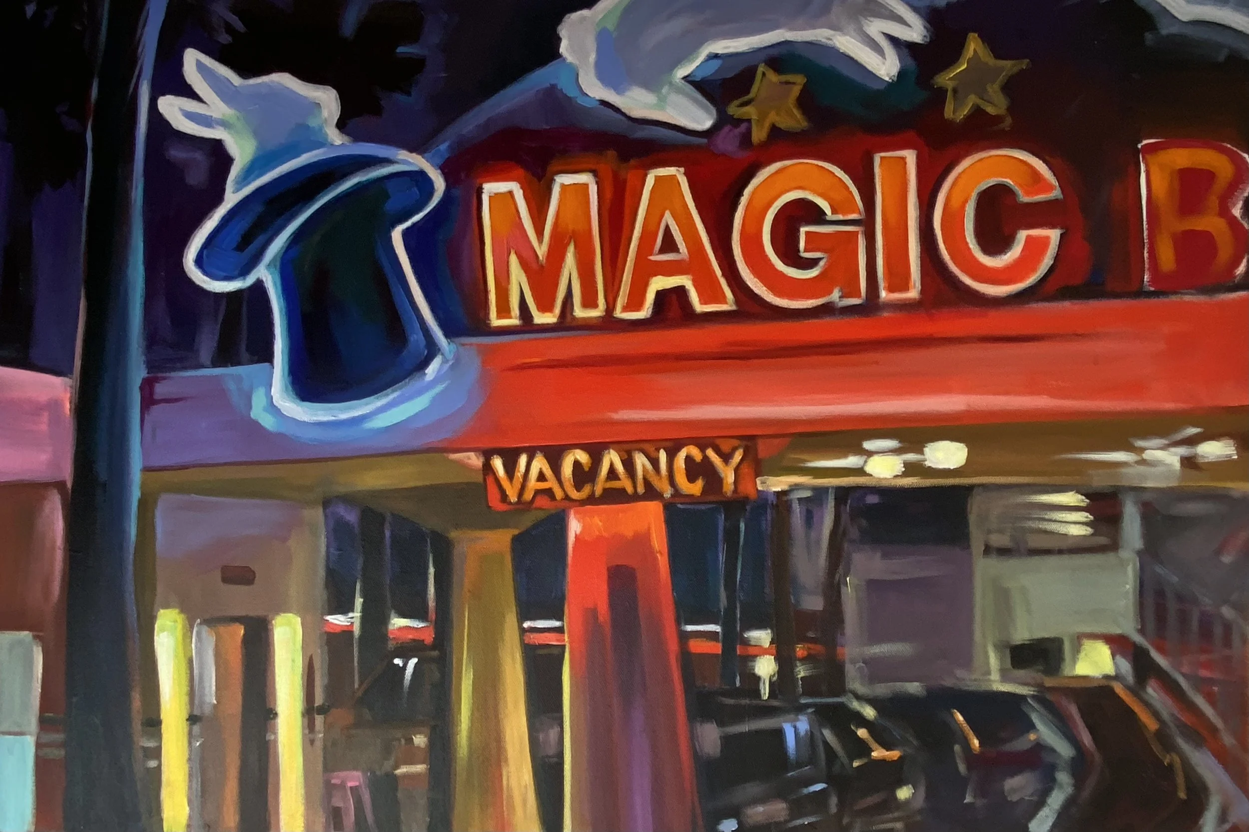 SOLD - Magic Beach Motel- 24x36" oil on canvas 2024