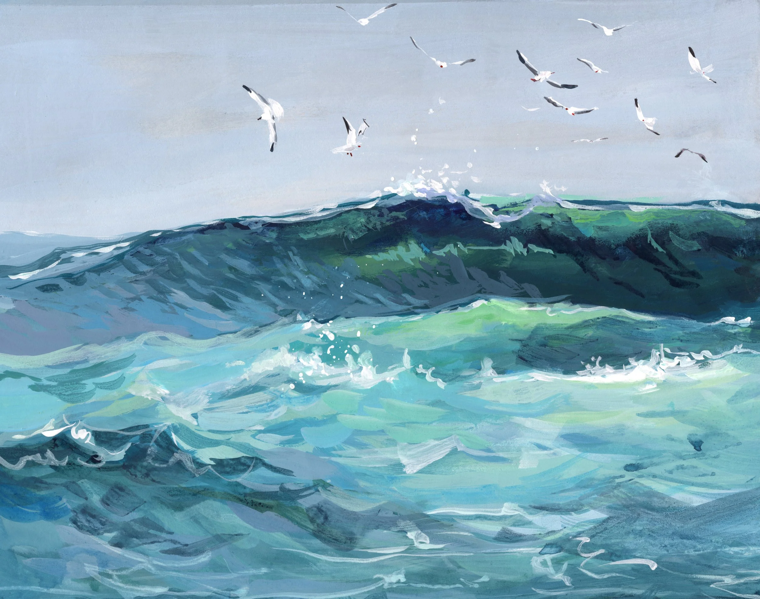 Waves and Gulls - Fine Art Print