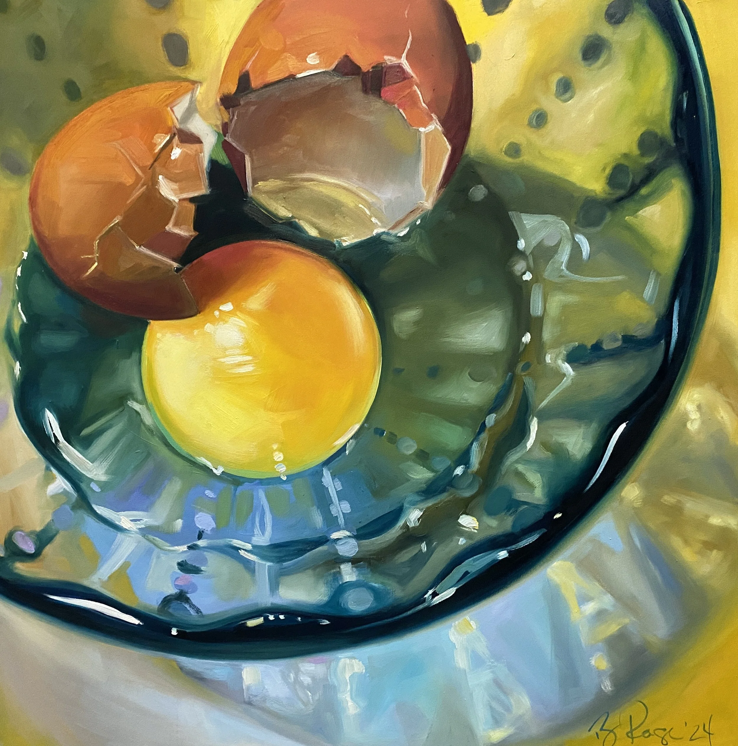 Cracked in Glass Bowl - 24x24" oil on 2" cradled panel, 2024. 