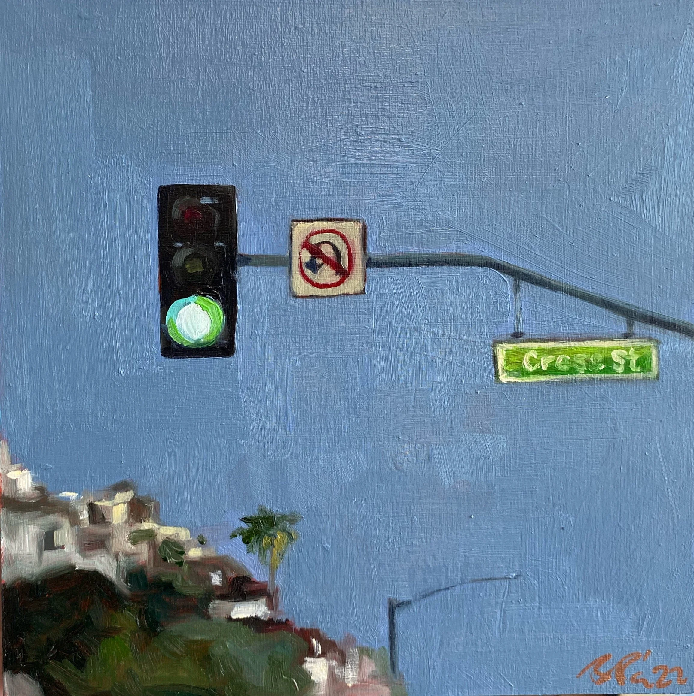 Cress St. - 8x8" oil on deep cradled panel, 2022